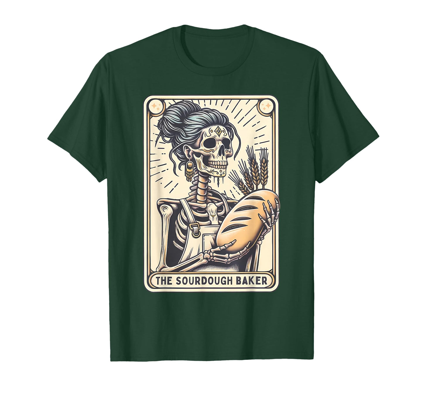 Sourdough Bread Skeleton Tarot Card Homemaker Cookie Baking T-Shirt