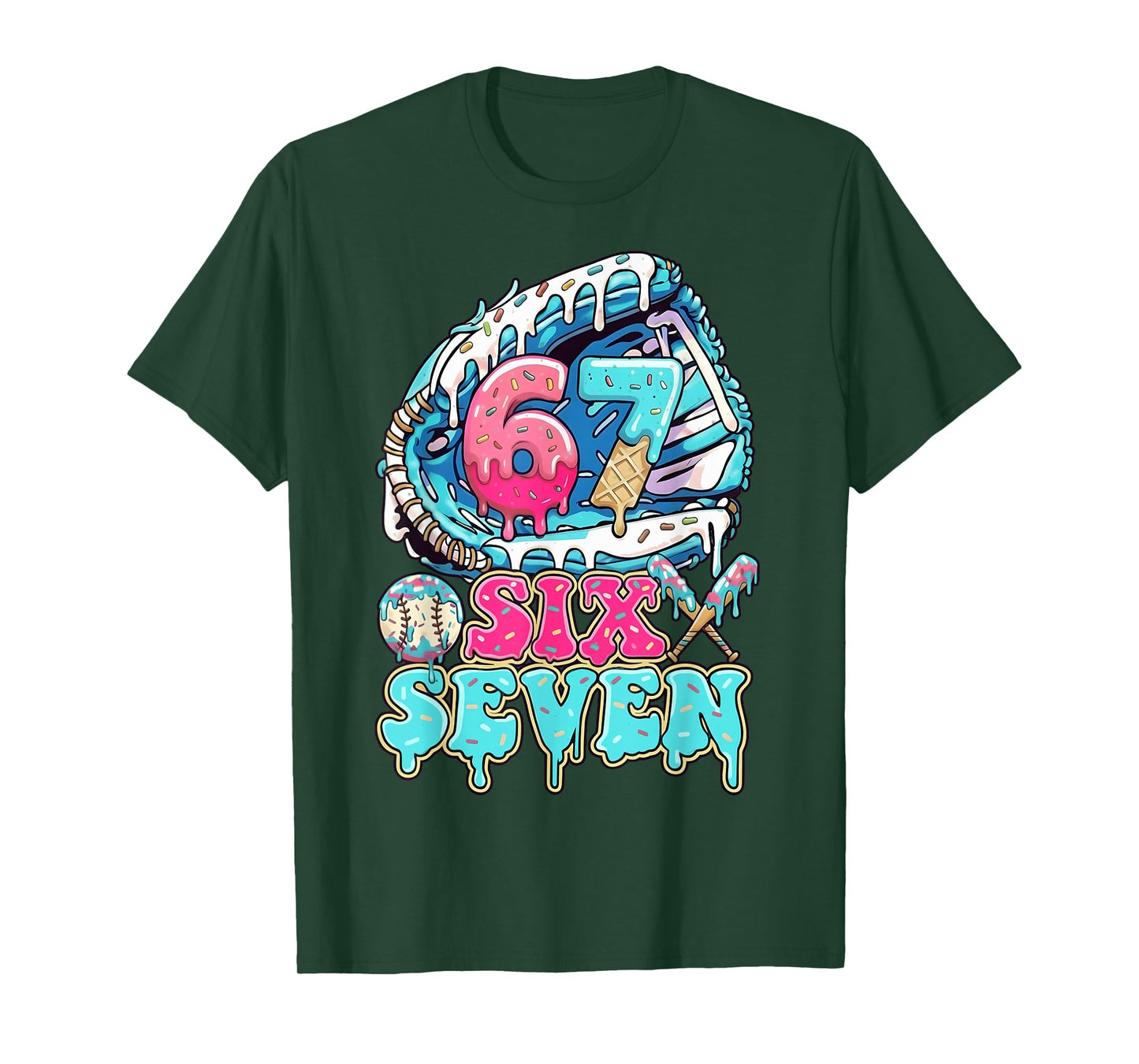 Six Seven 67 Ice Cream Drip Baseball Gift for Boy Kids Youth T-Shirt
