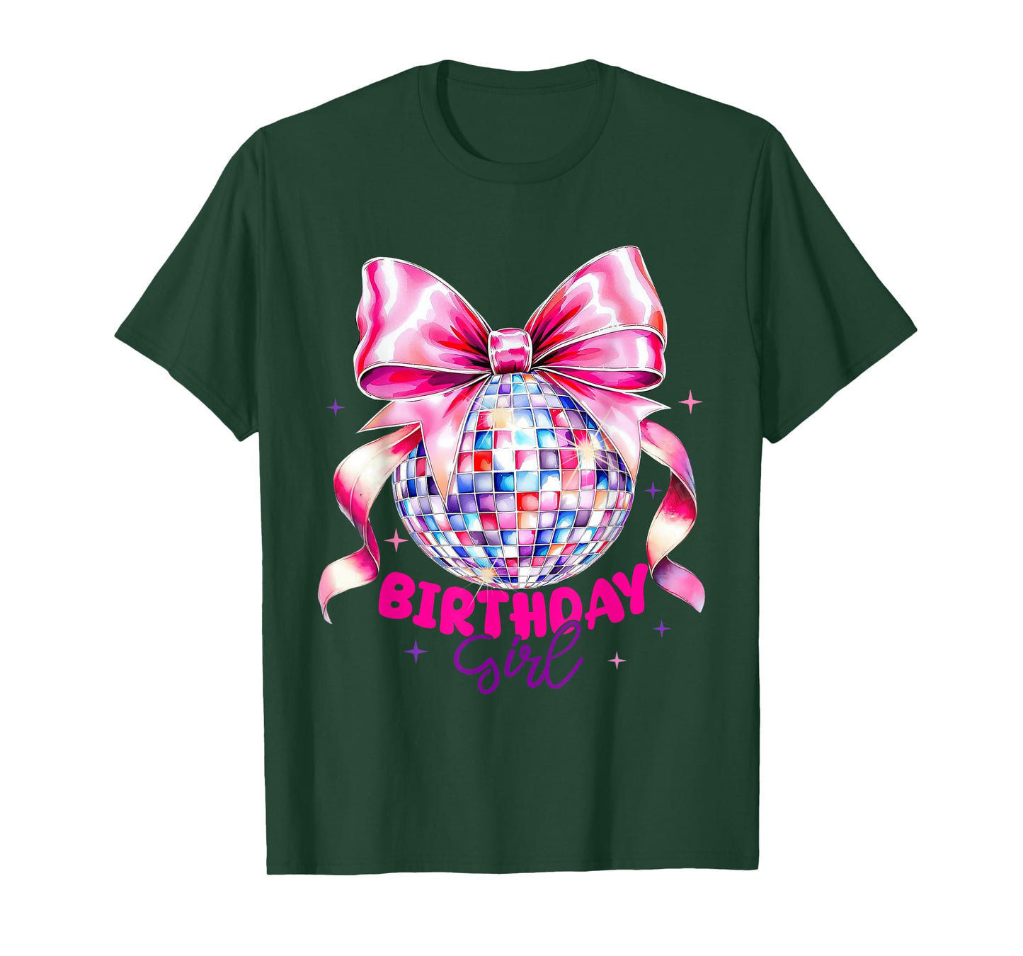 Coquette Bow 1st 2nd 3rd 4th 5th Birthday Girls Disco Ball T-Shirt