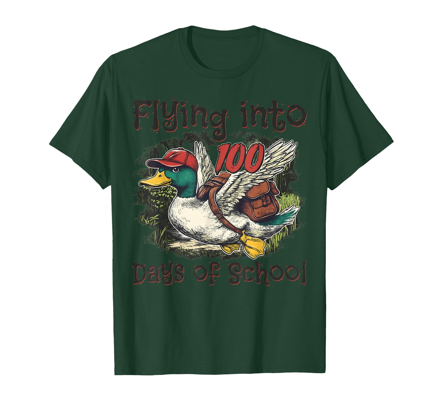 Flying Into 100 Days of School Duck Hunting 100th Day of SCH T-Shirt