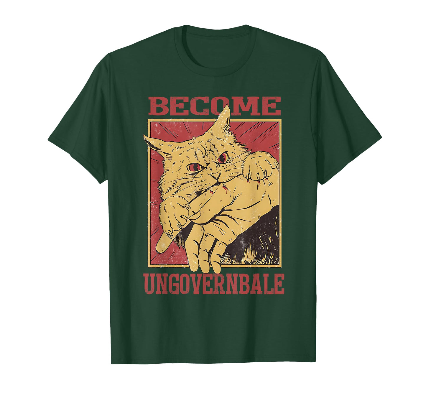 Become Ungovernable - Black Cat Biting Hand Funny Meme T-Shirt