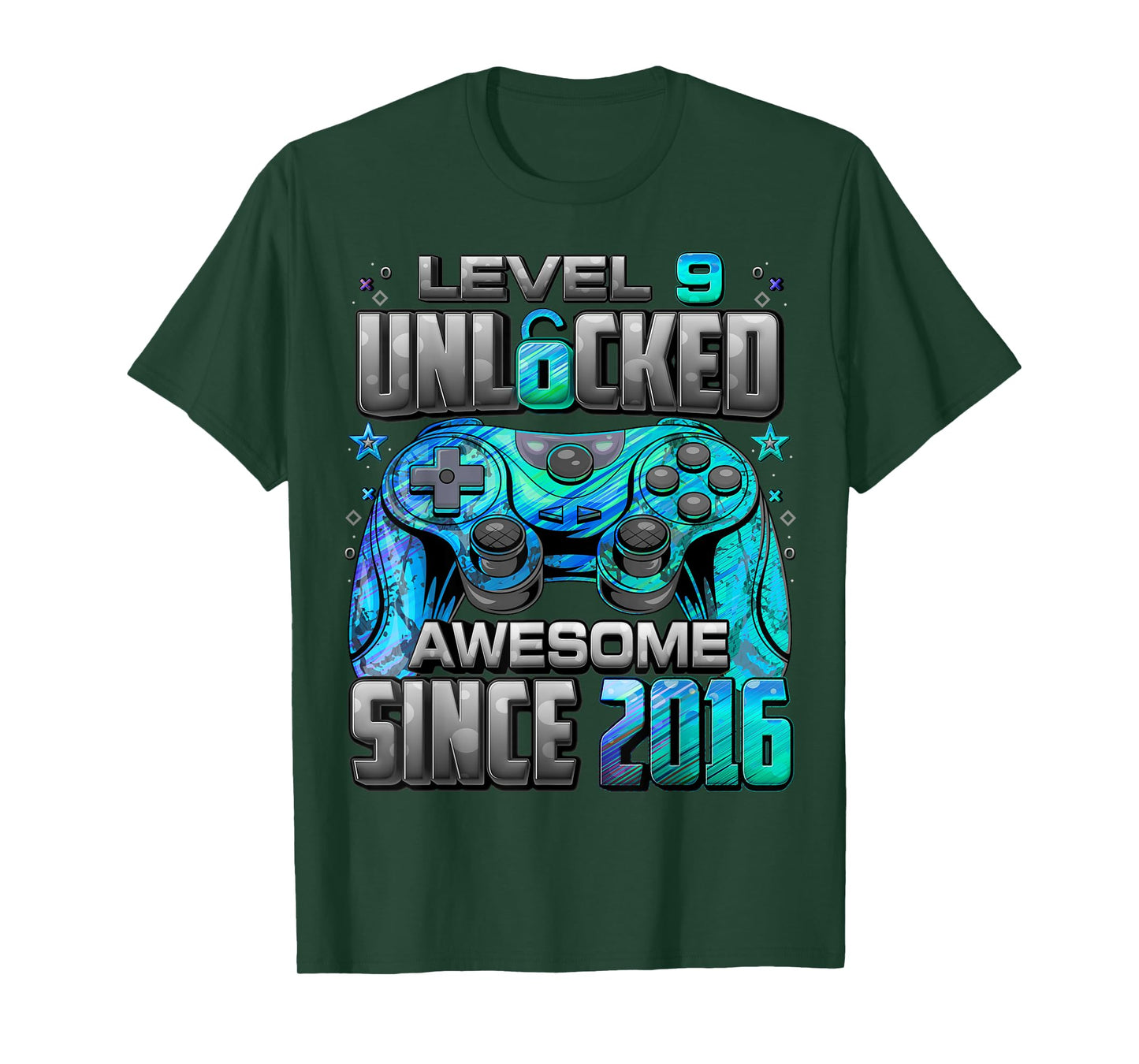 Level 9 Unlocked Awesome Since 2016 9th Birthday Gaming T-Shirt