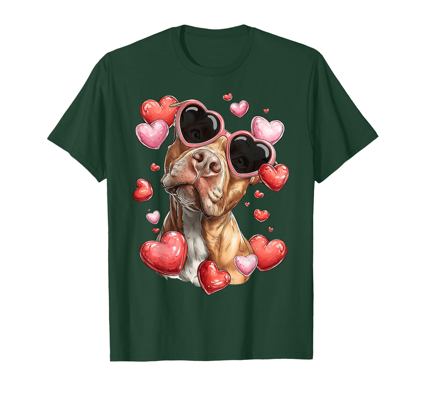 Pitbull Dog Valentine's Day Heart Glasses T-Shirt