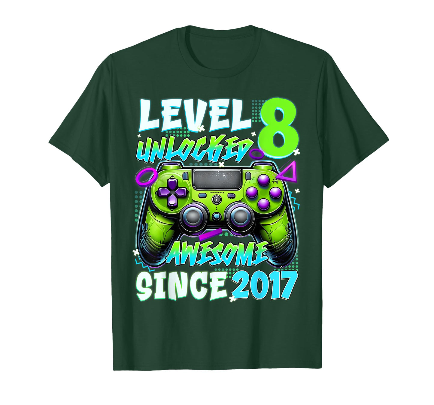 8th Birthday Video Game Level 8 Unlocked Awesome Since 2017 T-Shirt