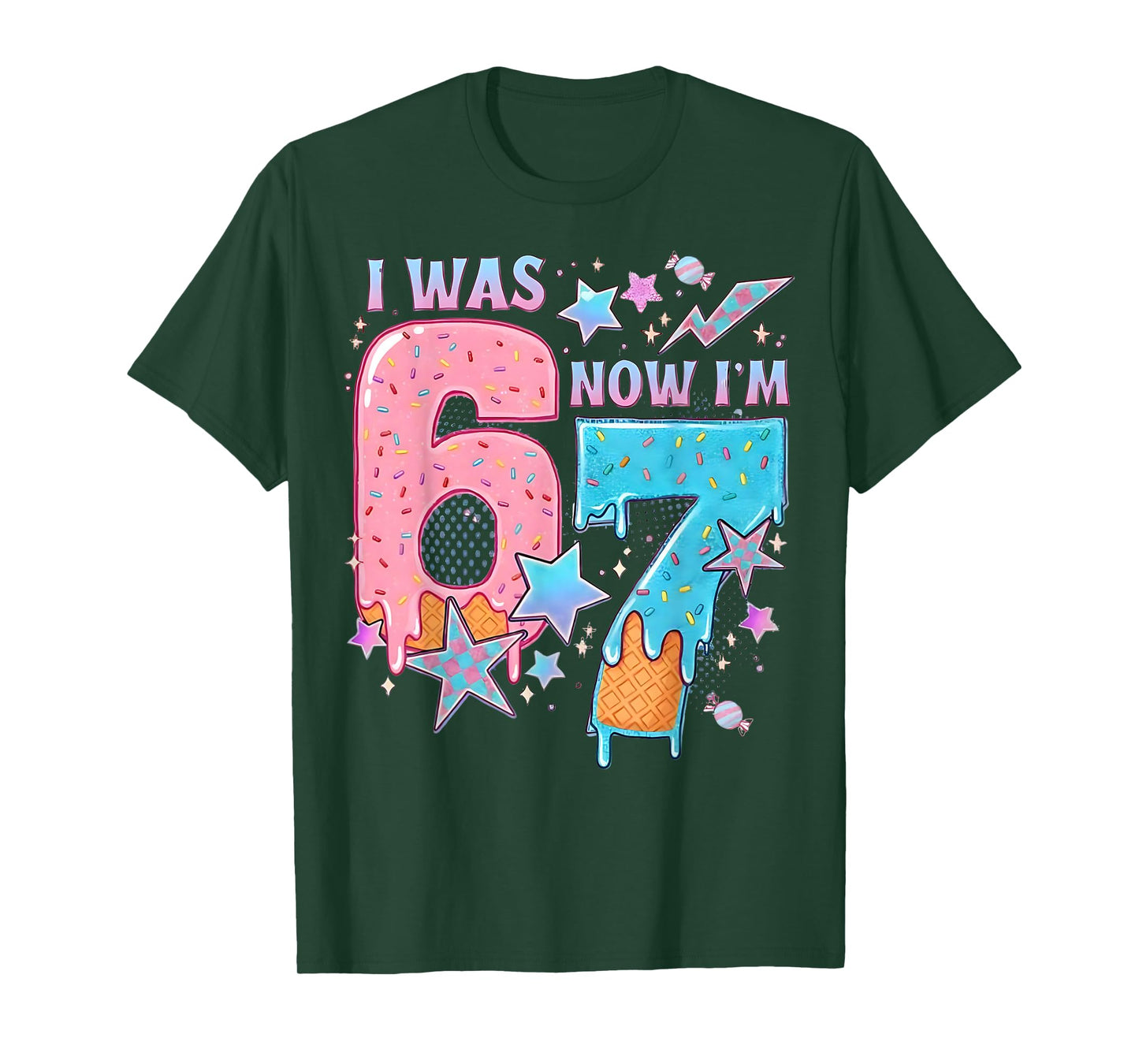 7 Year Old Birthday i was 6 Now I'm 7 67 Funny for Kids T-Shirt