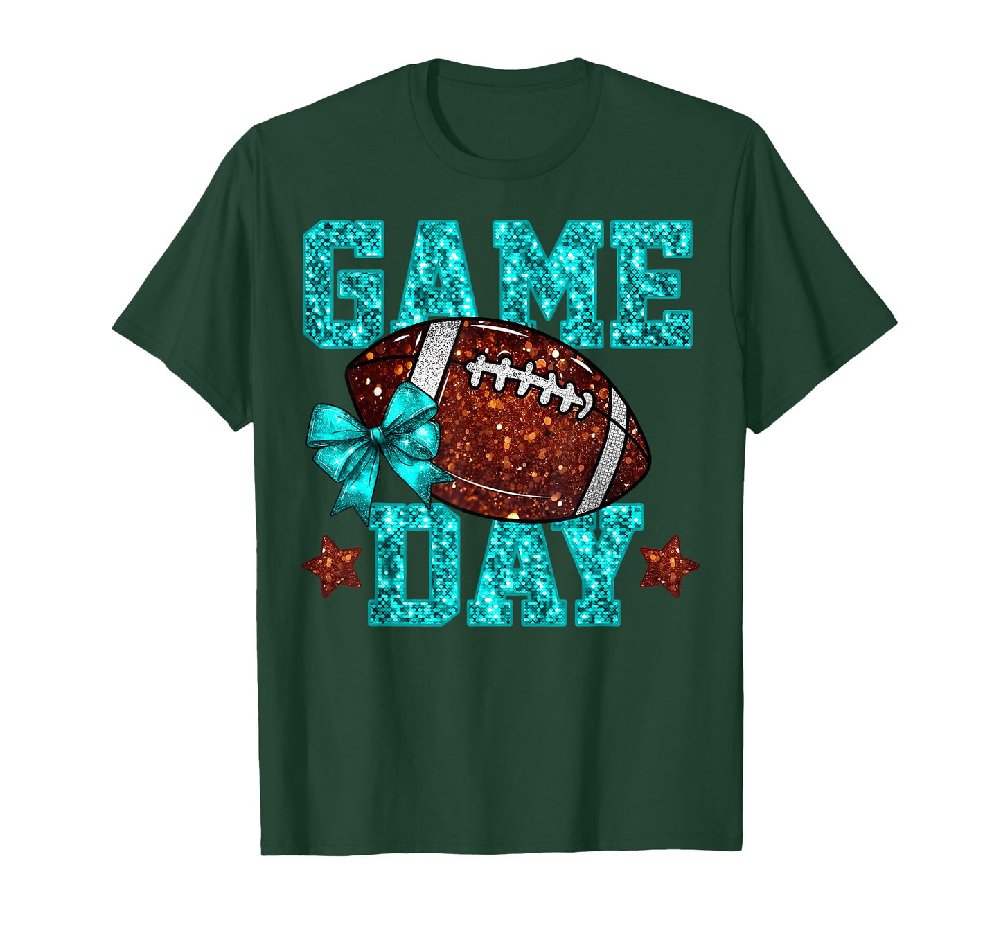 Game Day Football Teal Coquette Bow Team Spirit Touchdown T-Shirt