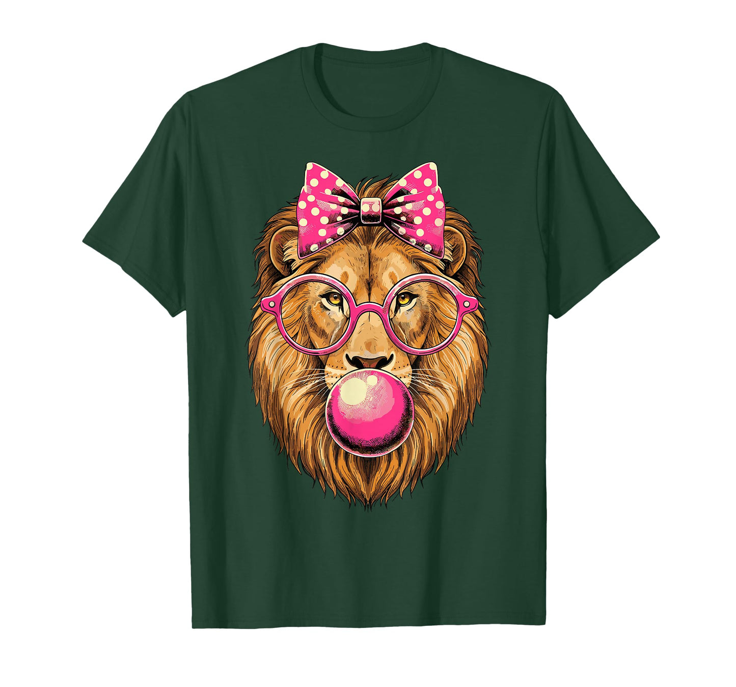 Lion with Bubble Gum and Pink Bow T-Shirt