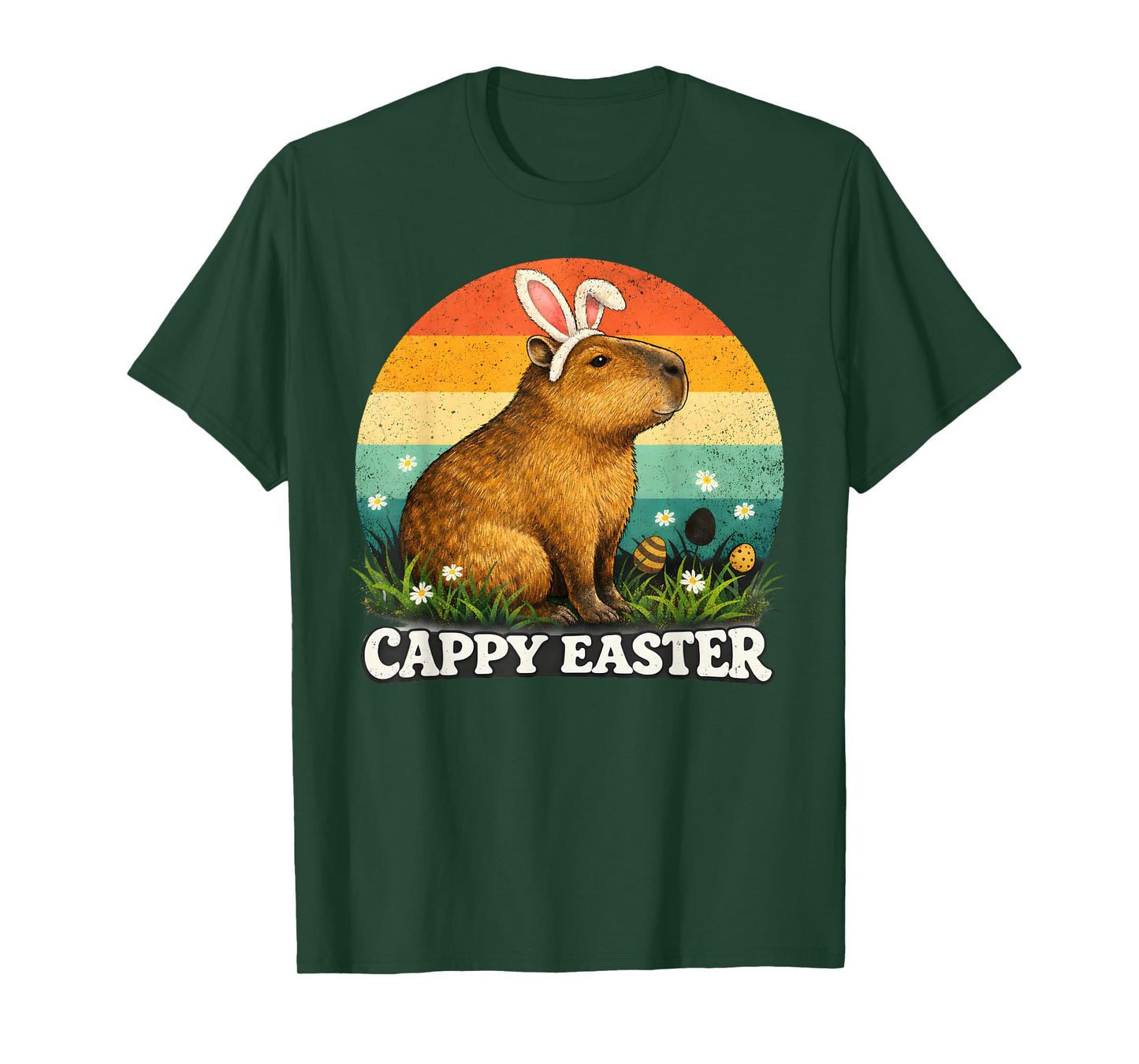 Funny Cappy Easter Capybara Easter Bunny Men Women Kids T-Shirt