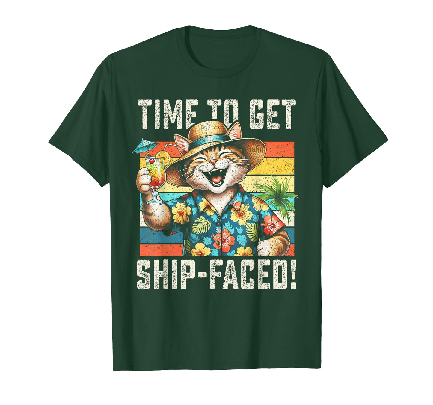 Couple Cruise Vintage Cruising cat Tropical Men Women T-Shirt