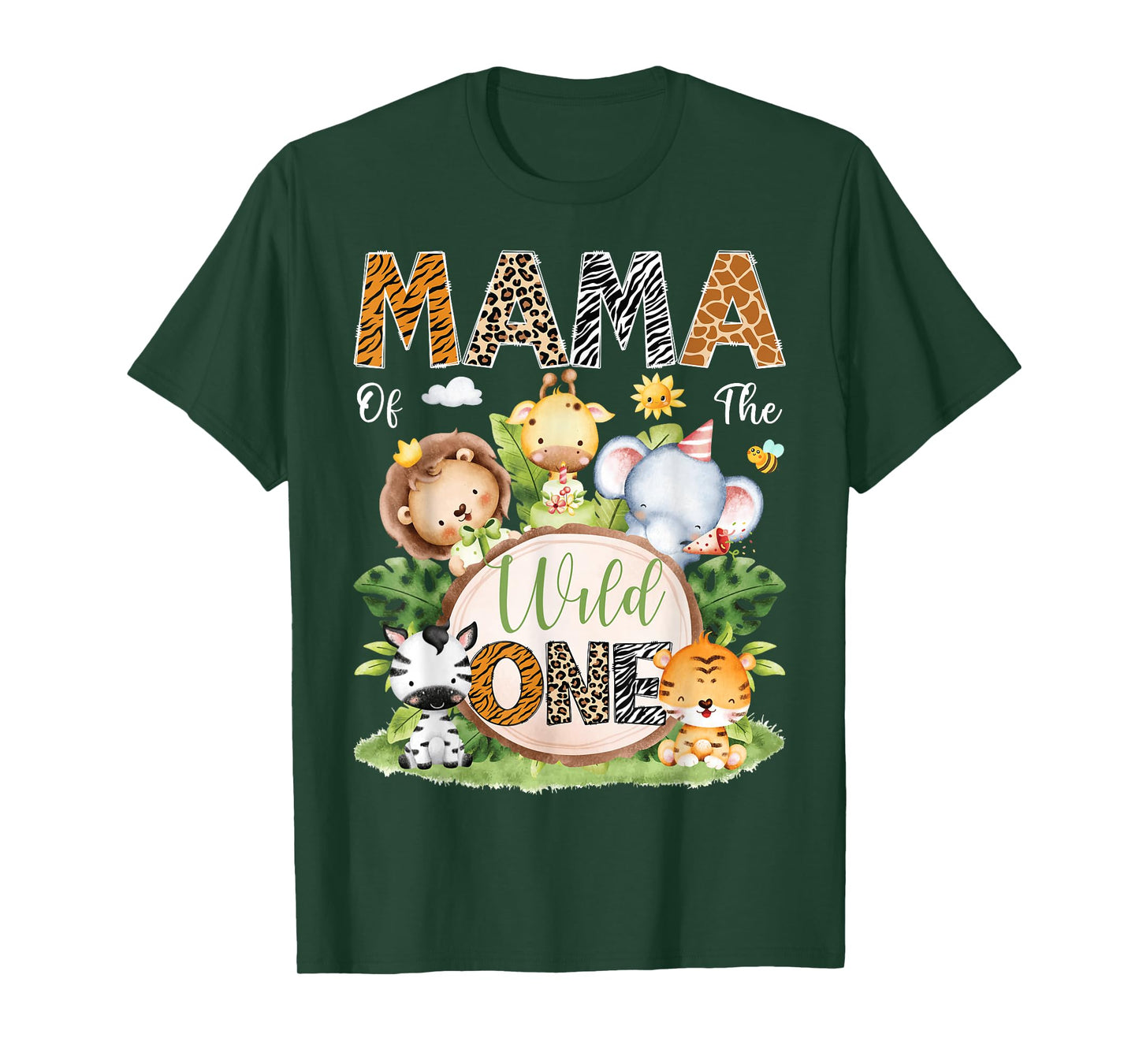 Mama Of The Wild One 1St Birthday Kids Safari Jungle T-Shirt