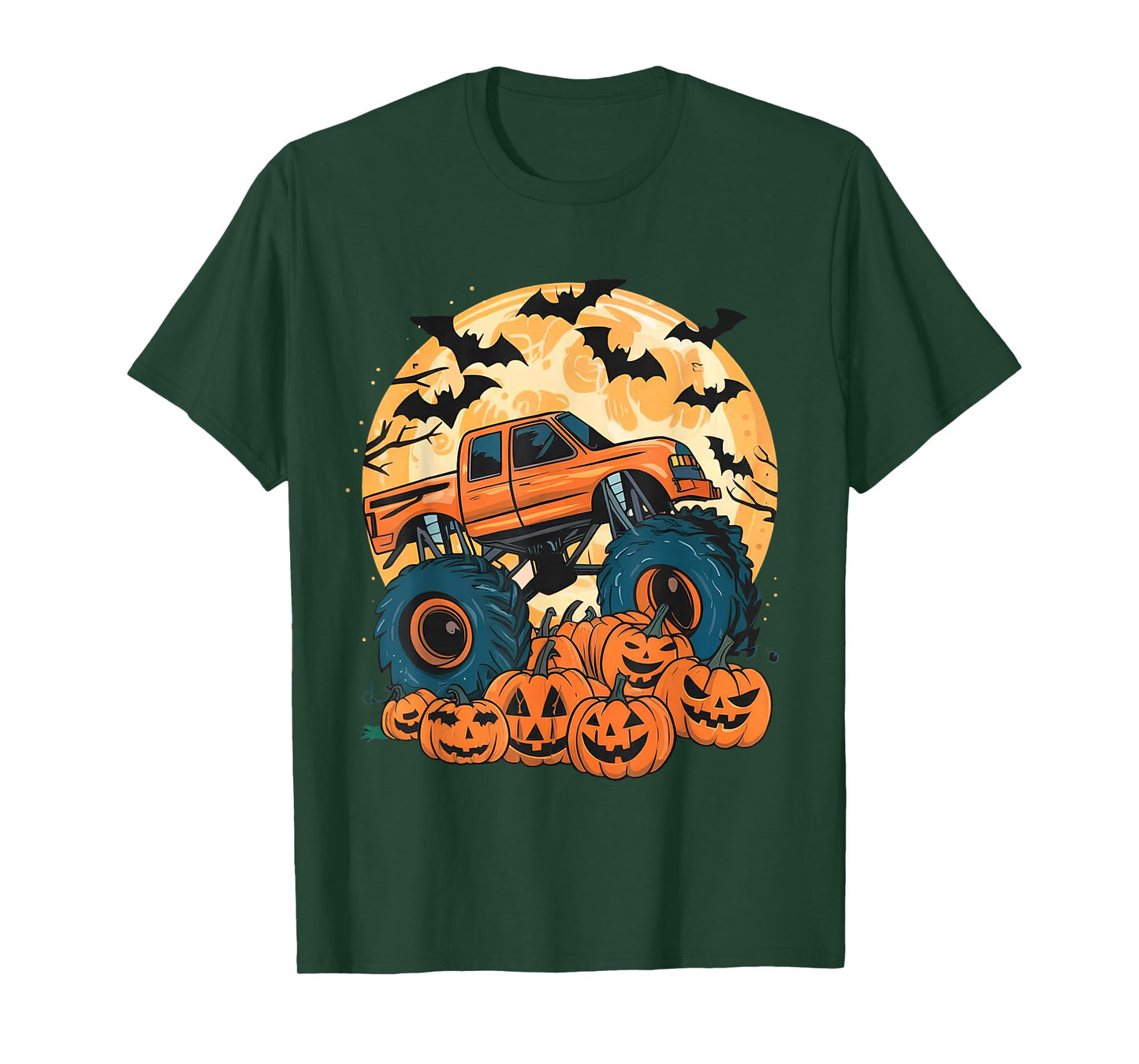 Ghost Truck Moon Pumpkin Toddler Boys Halloween Teens Kids T-Shirt