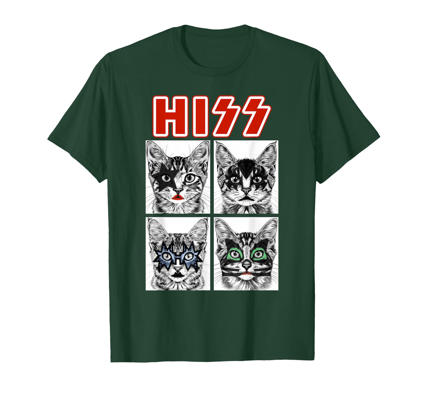 Retro Cat Rock Music Concert Band Men Kids Women Funny Cat T-Shirt