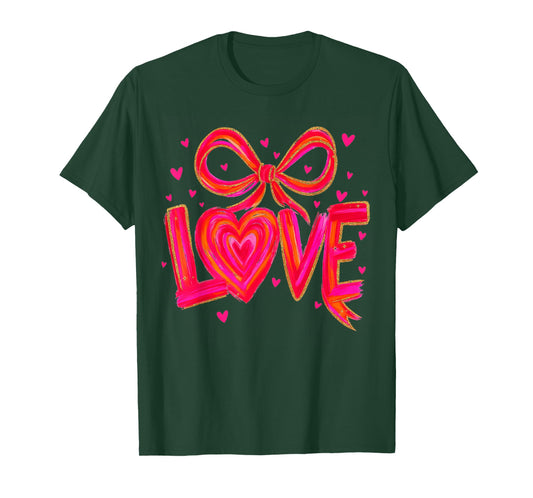 Valentine's Day Love Preppy Coquette Bow XOXO Hearts T-Shirt
