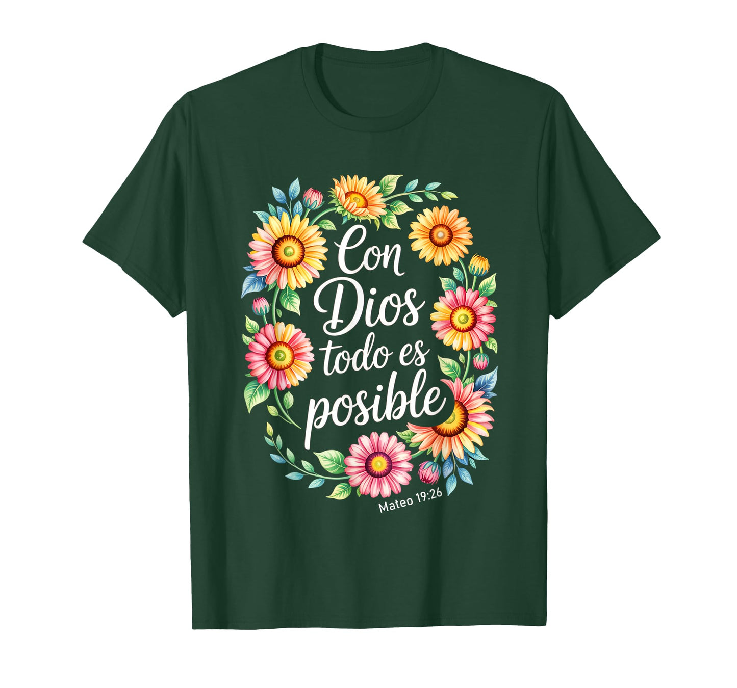 Con Dios Todo ES Posible Shirt Christian Spanish for Womens T-Shirt