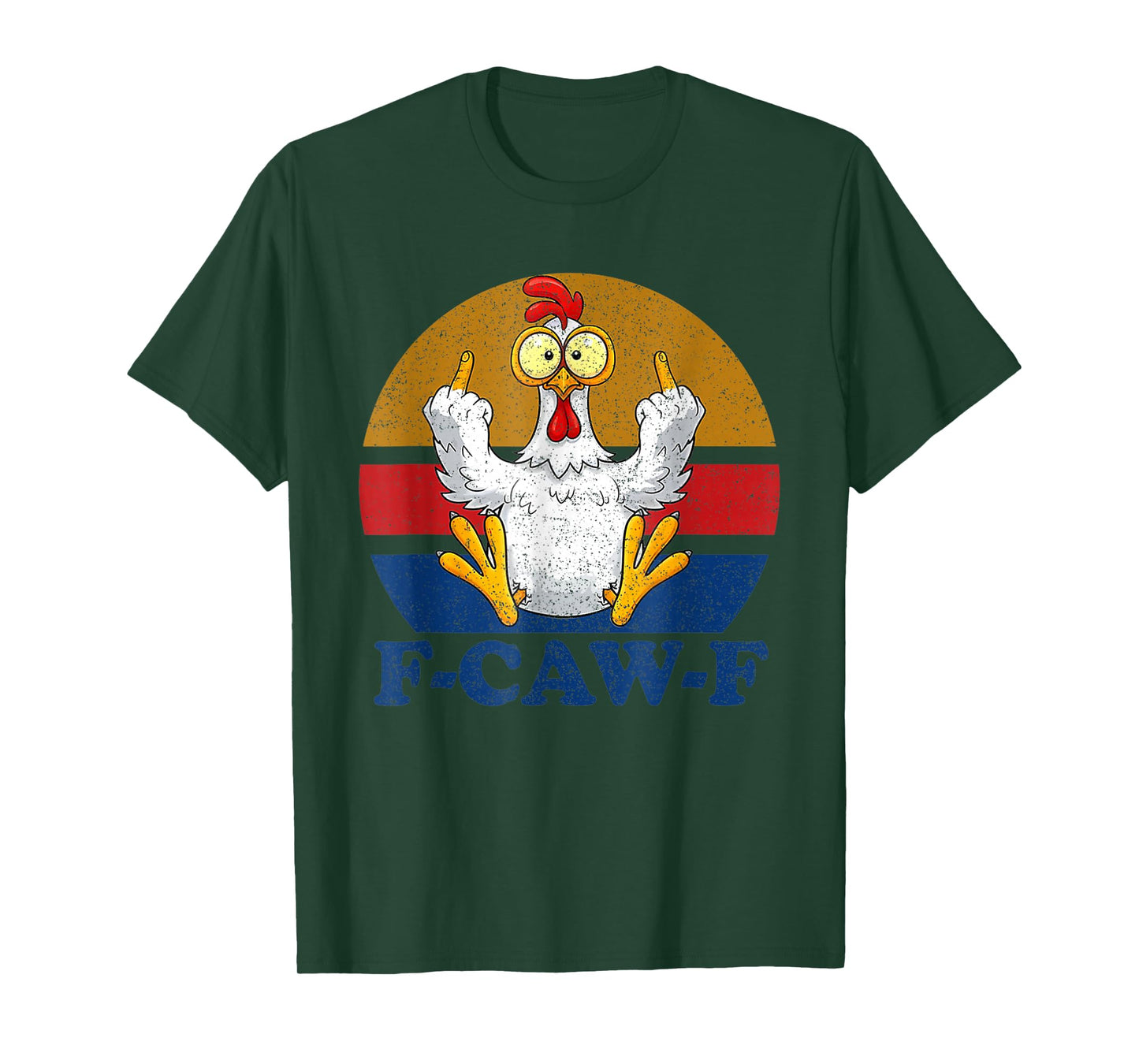 F-CAW-F Funny Chicken Flipping Off Vintage Retro Rooster T-Shirt
