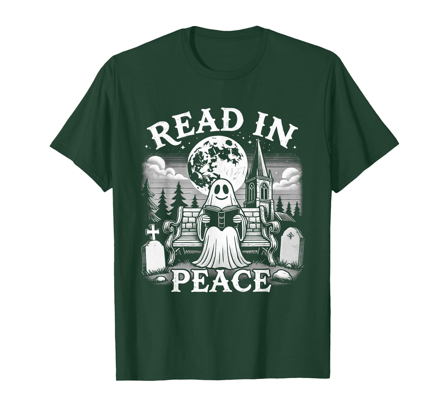 Read In Peace Ghost Reading Books Funny Halloween T-Shirt