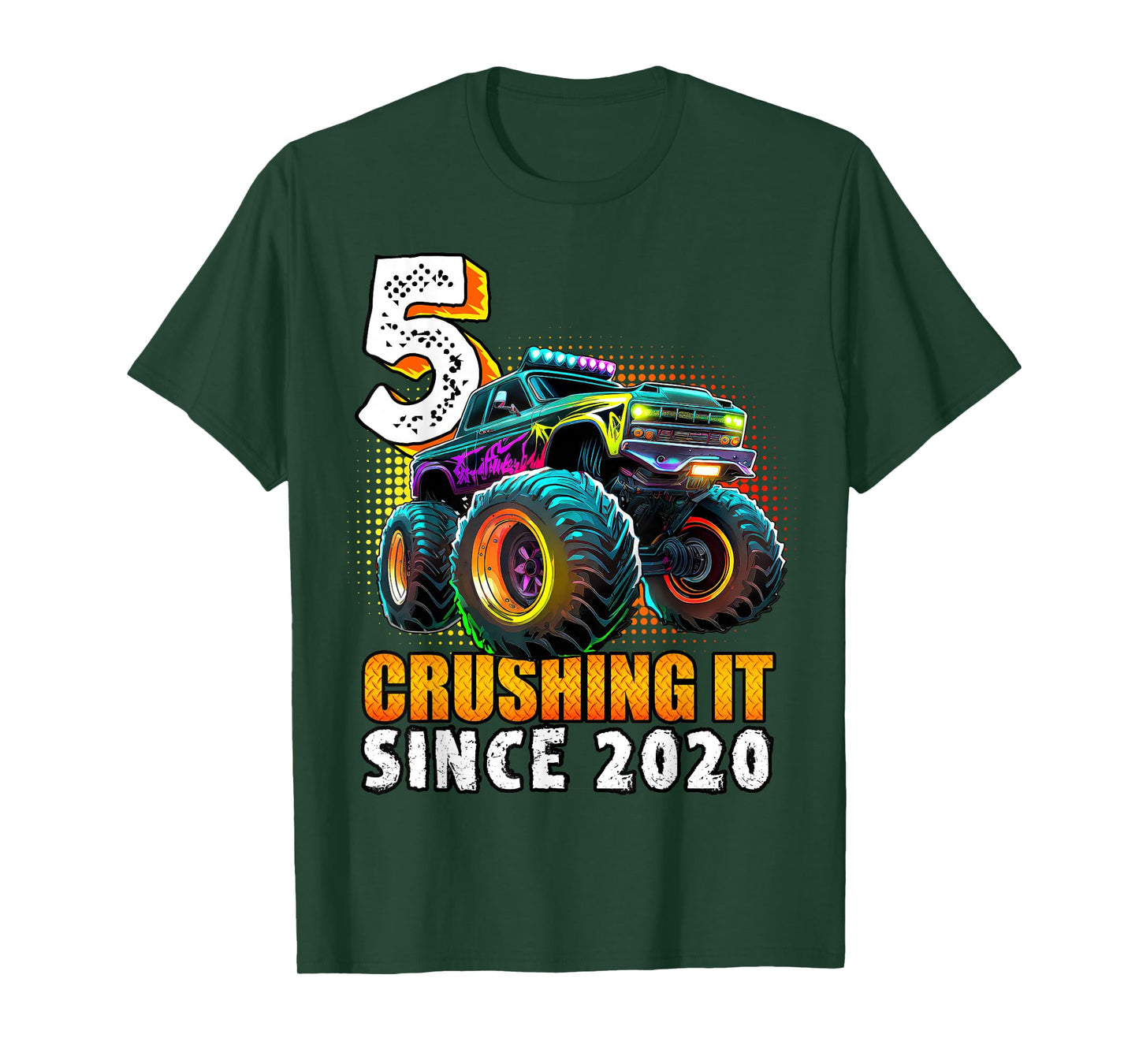 Birthday Monster Truck 5 year Old Boys 5th Party Born 2020 T-Shirt