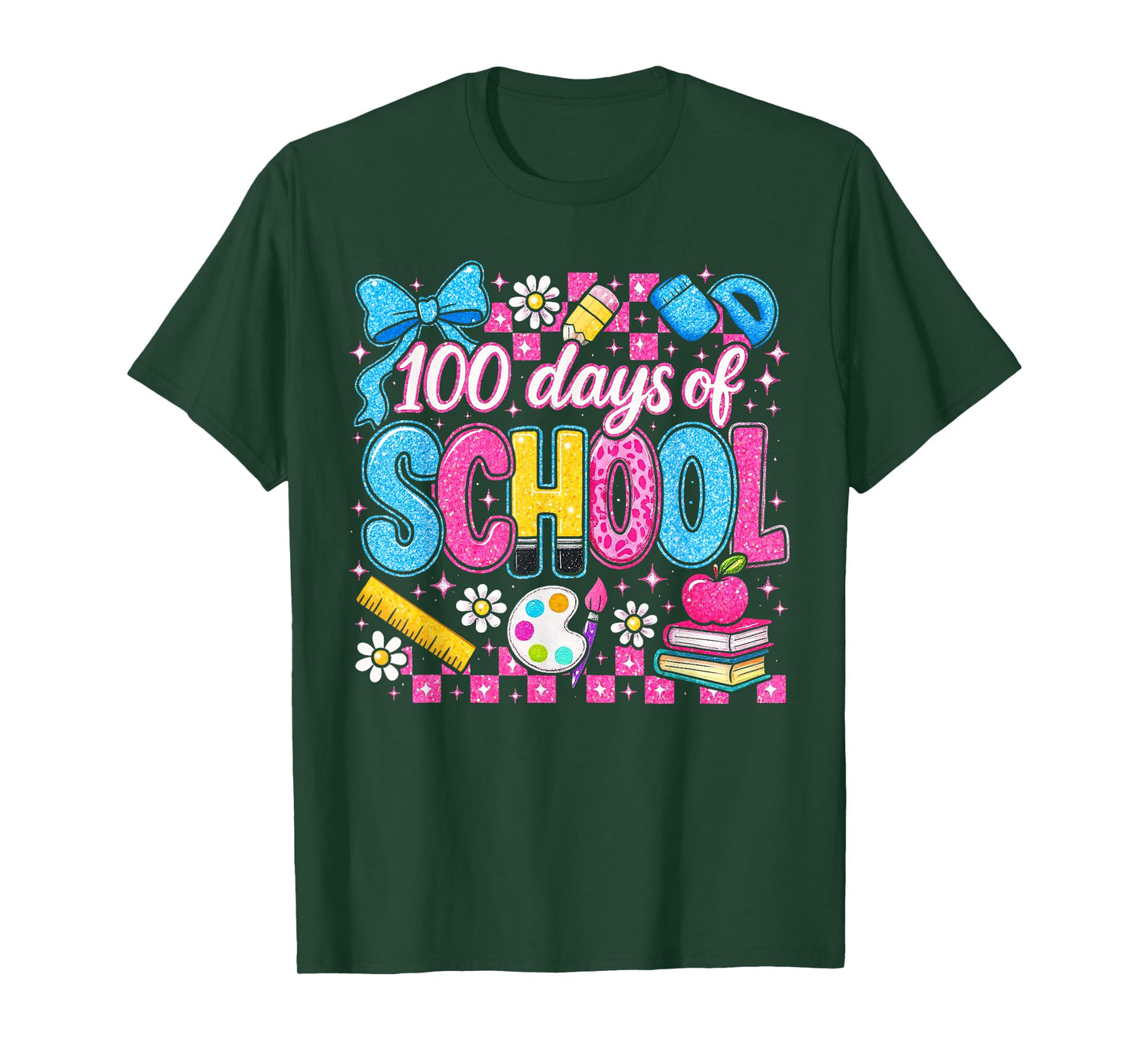 Coquette 100 Days Happy 100th Day of School Teacher Kids T-Shirt