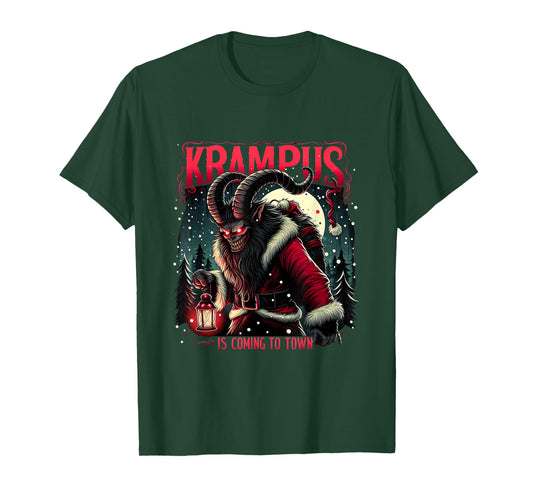 Krampus is Coming to Town Dark Christmas Horror Monster Xmas T-Shirt