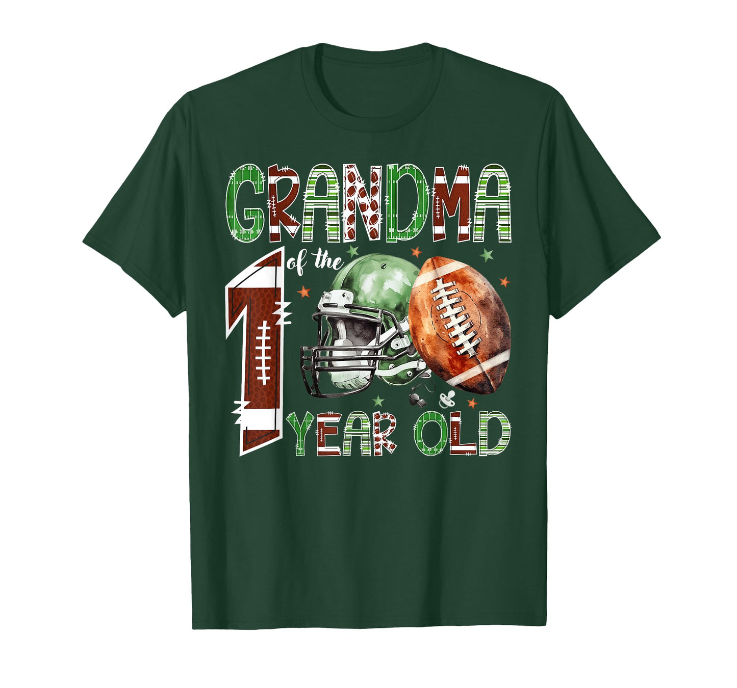 Grandma of The 1 Year Old Football Lover 1st Birthday Boy T-Shirt