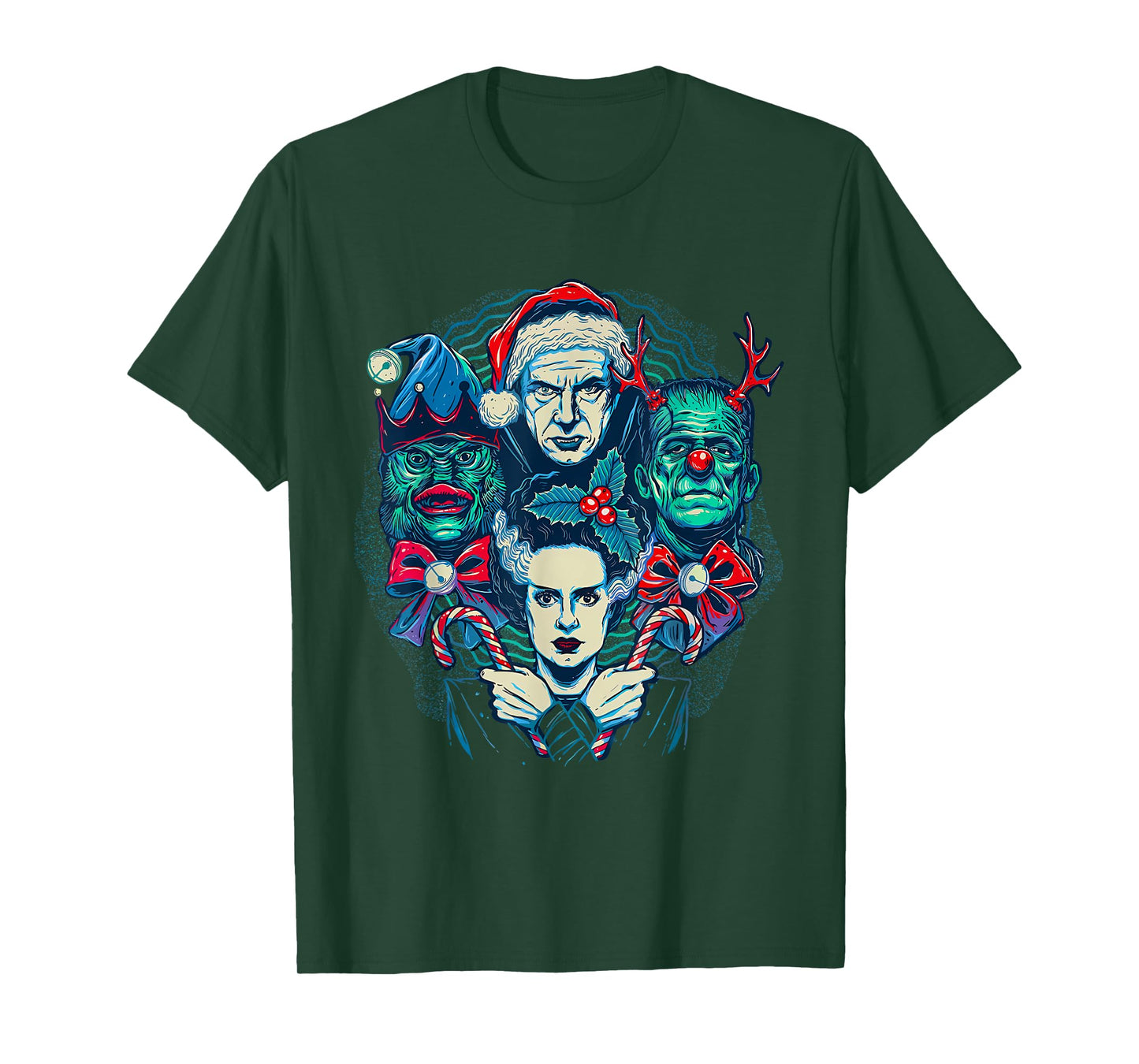 Vintage Funny Frankenstein Monsters Mash Spooky Christmas T-Shirt