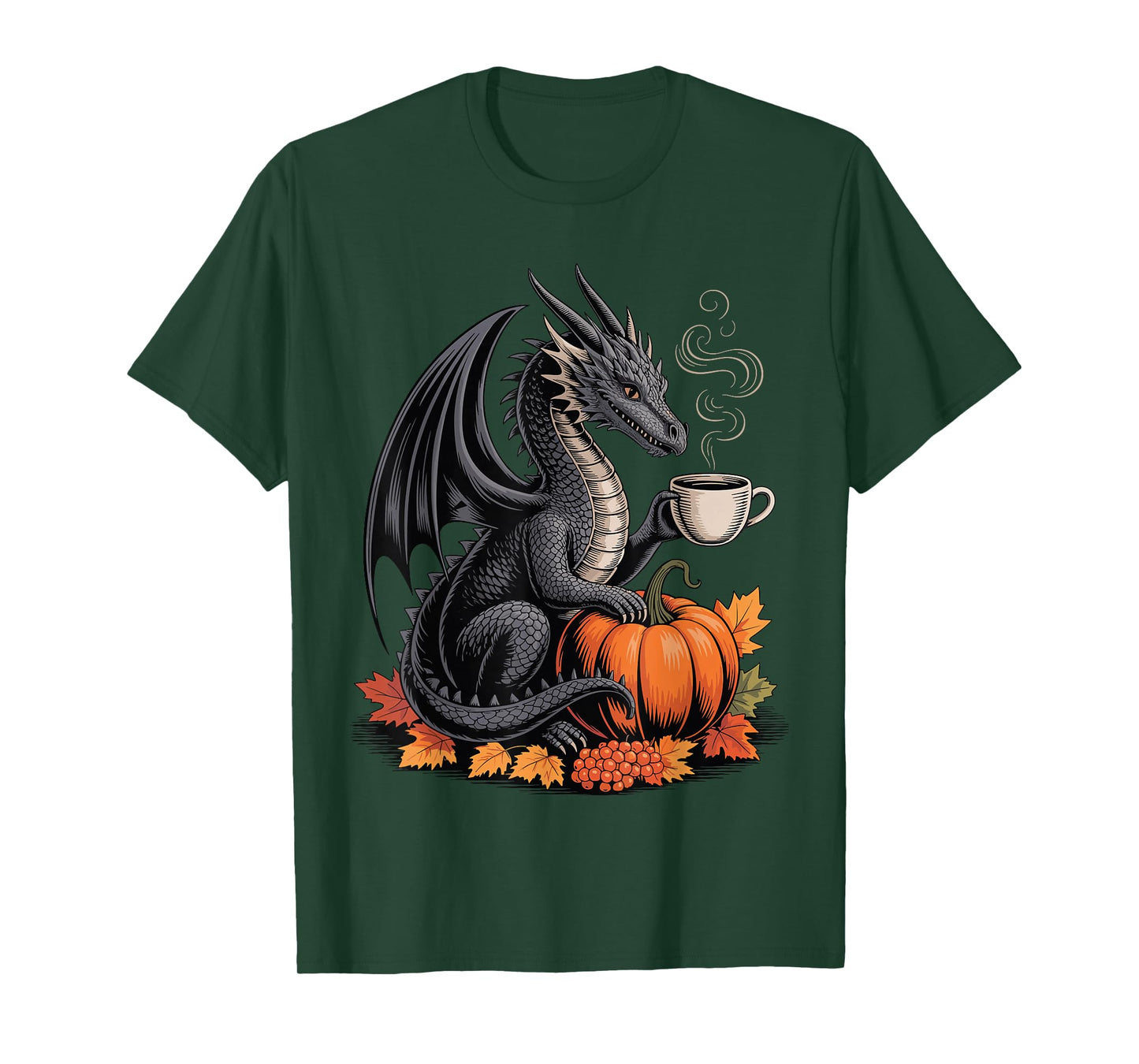 Dragon Pumpkin Spice Coffee Fancy Fall Halloween Fantasy T-Shirt