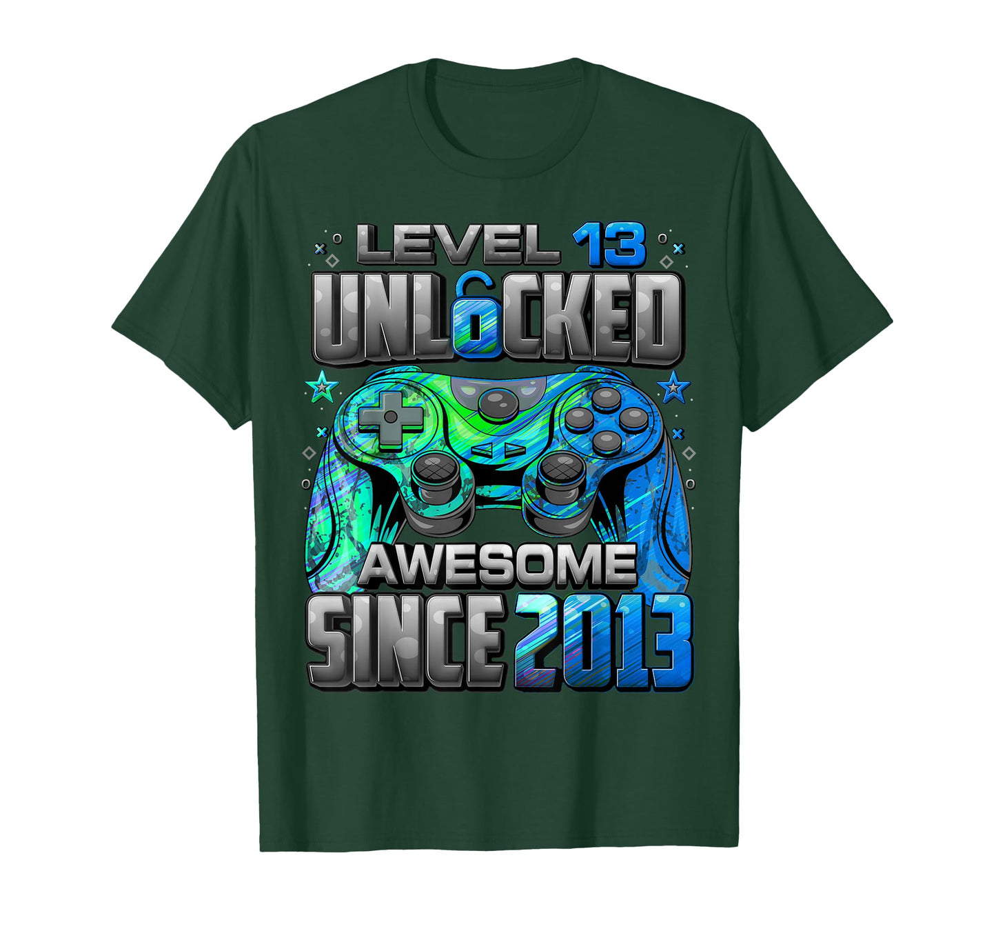 Level 13 Unlocked Awesome Since 2013 13th Birthday Gaming T-Shirt