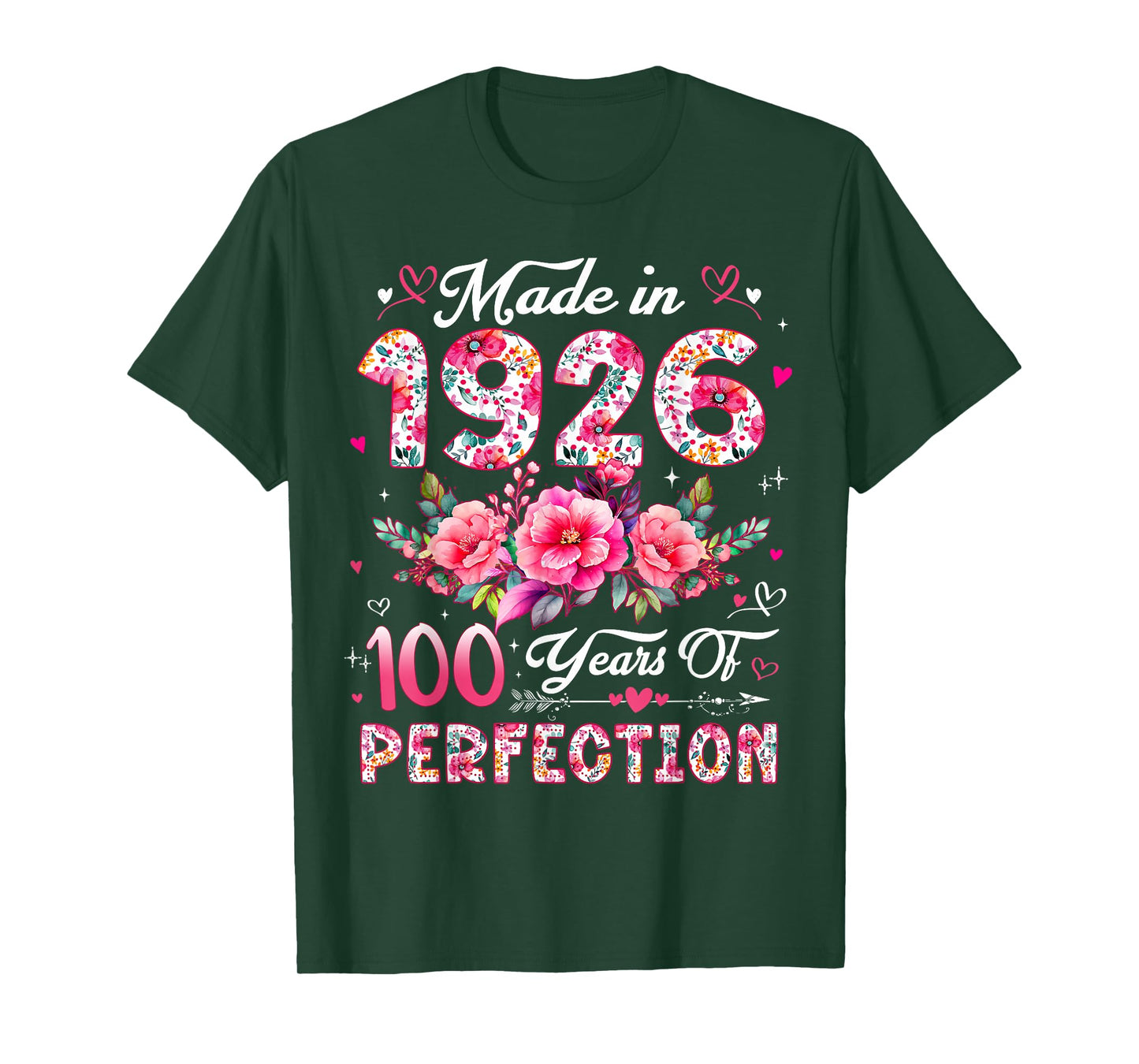 100 Year Old Made in 1926 Floral 100th Birthday Women T-Shirt
