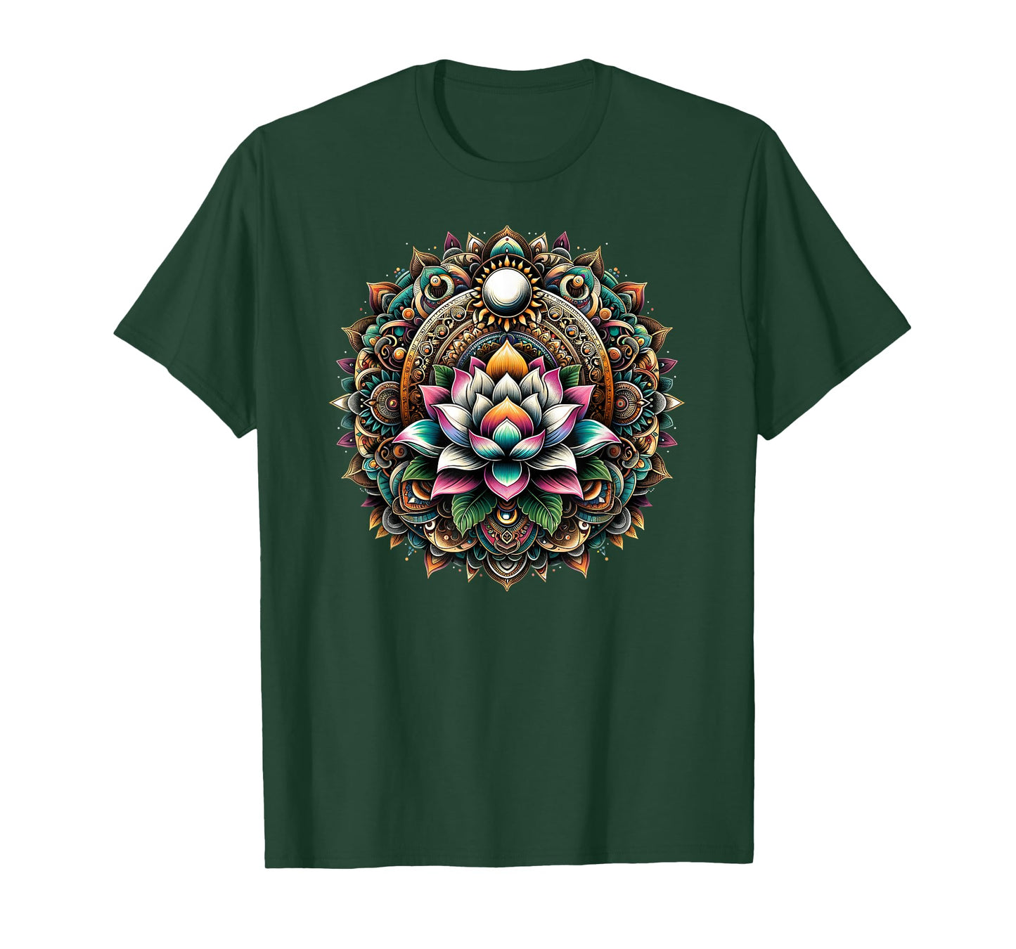 Lotus Blossom Mandala Circle Enchantment Spiritual Yoga T-Shirt