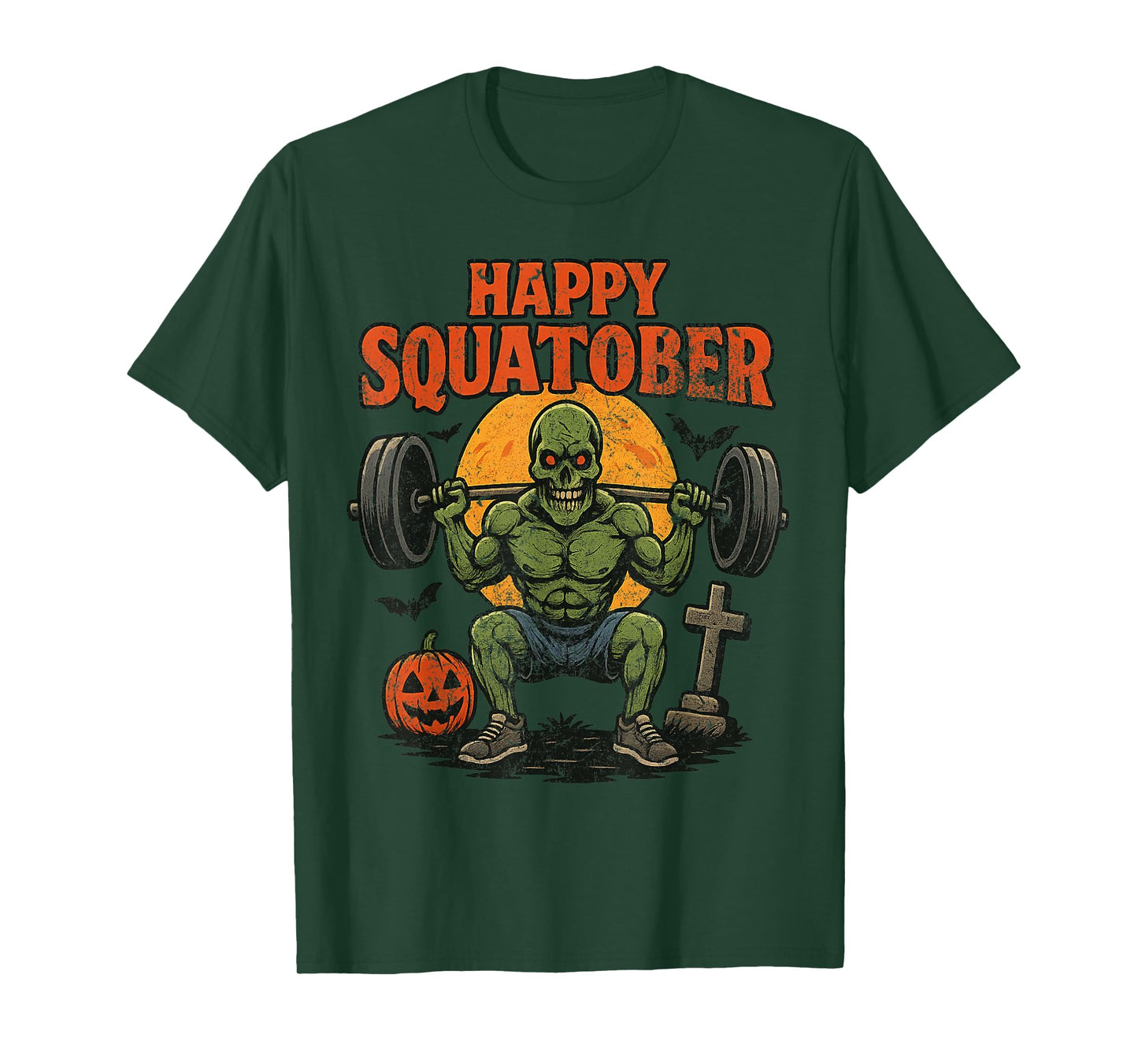 Happy Squatober Leg Day Challenge Vintage Halloween Zombie T-Shirt