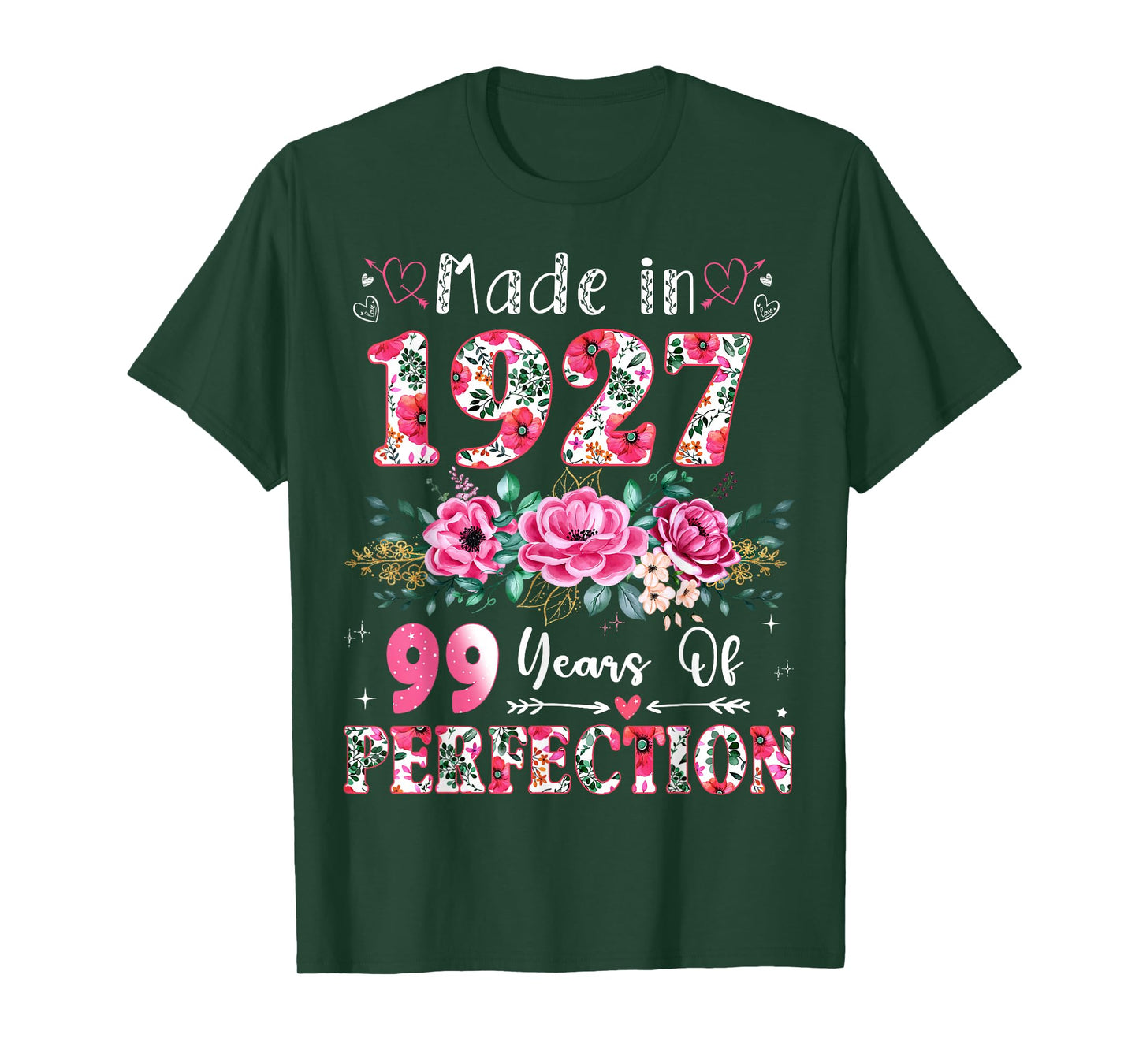 99 Year Old Made in 1927 Floral 99th Birthday Women T-Shirt