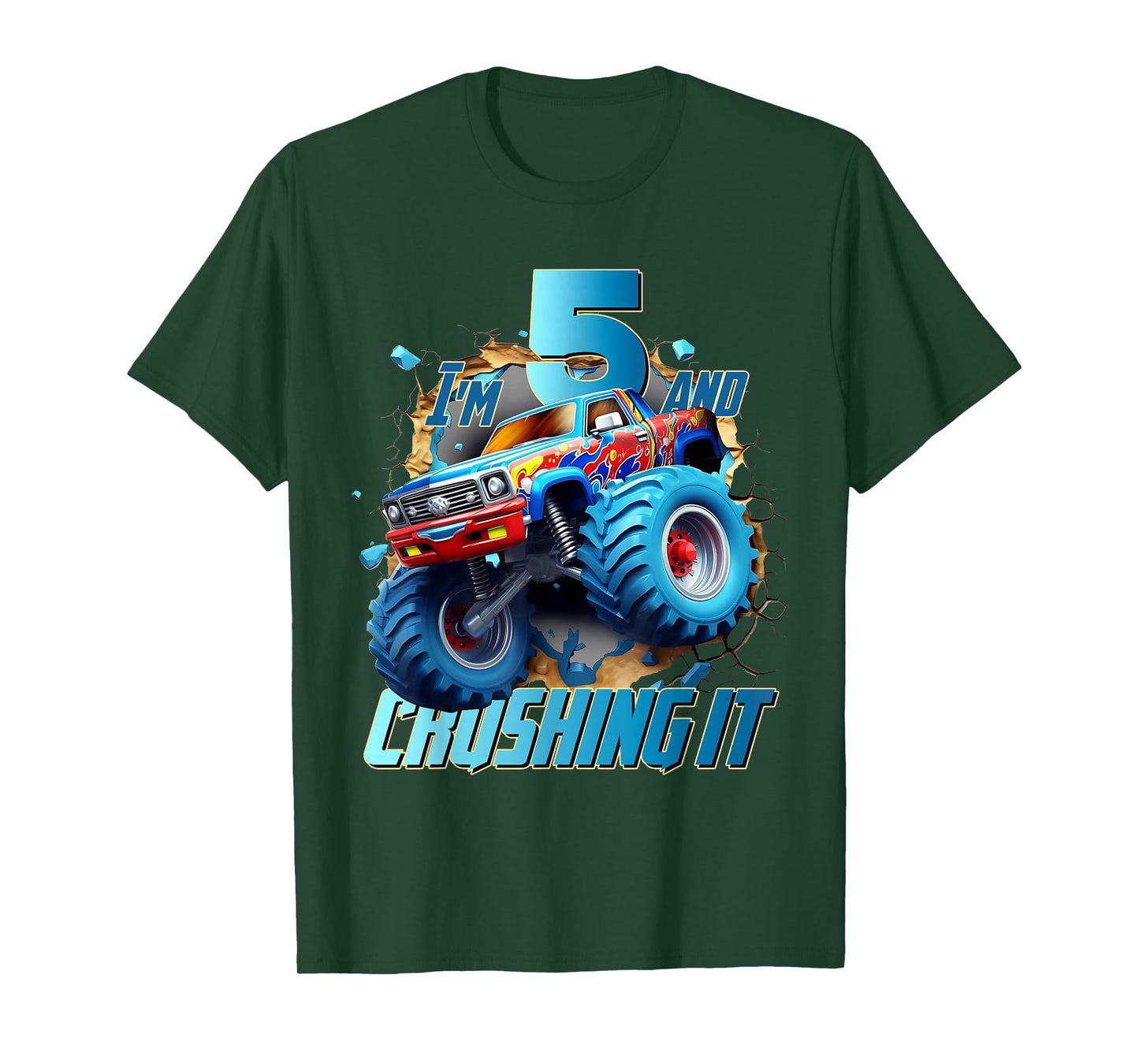 I'm Crushing it Monster Truck 5 Year Old Boys 5th Birthday T-Shirt
