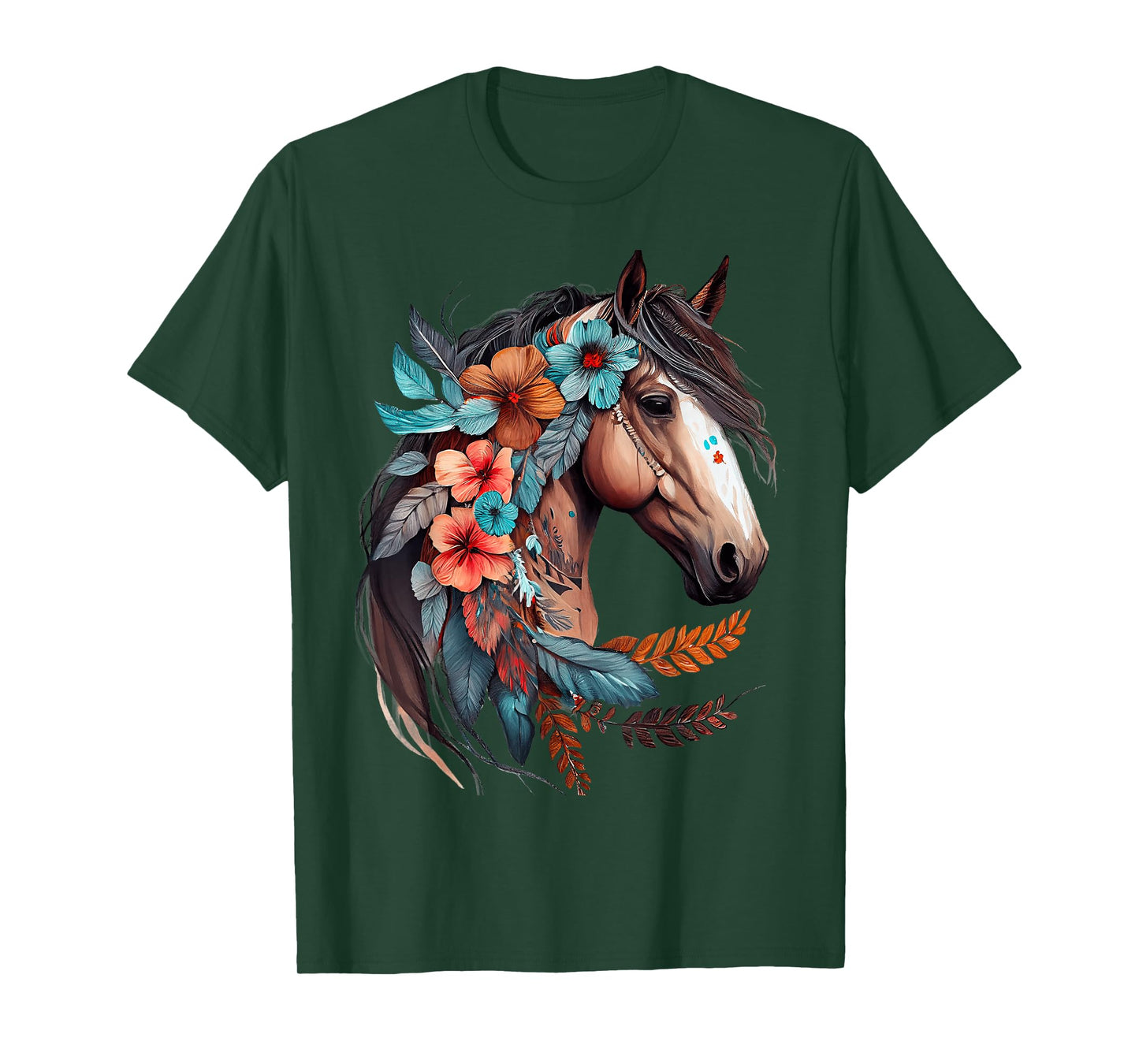 Floral Wild Horse Country Horse Riding T-Shirt