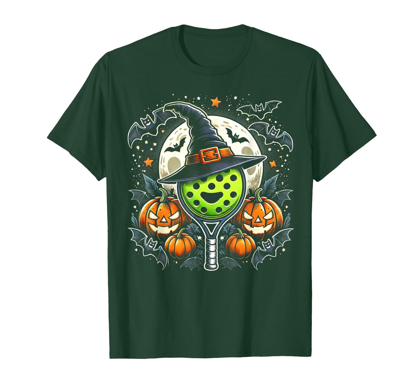 Pickleball Witch Halloween - Spooky Pumpkin Art T-Shirt