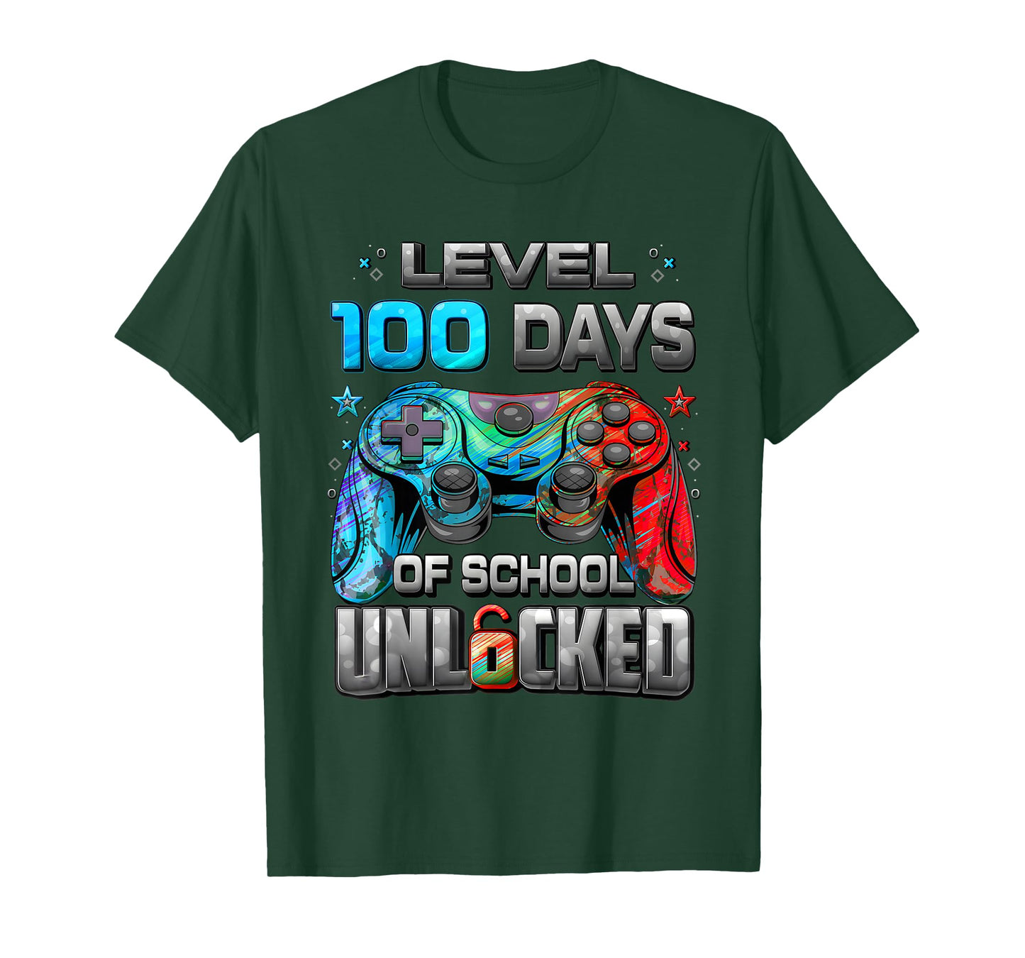 Level 100 Days of School Unlocked Gamer Video Games Boys T-Shirt