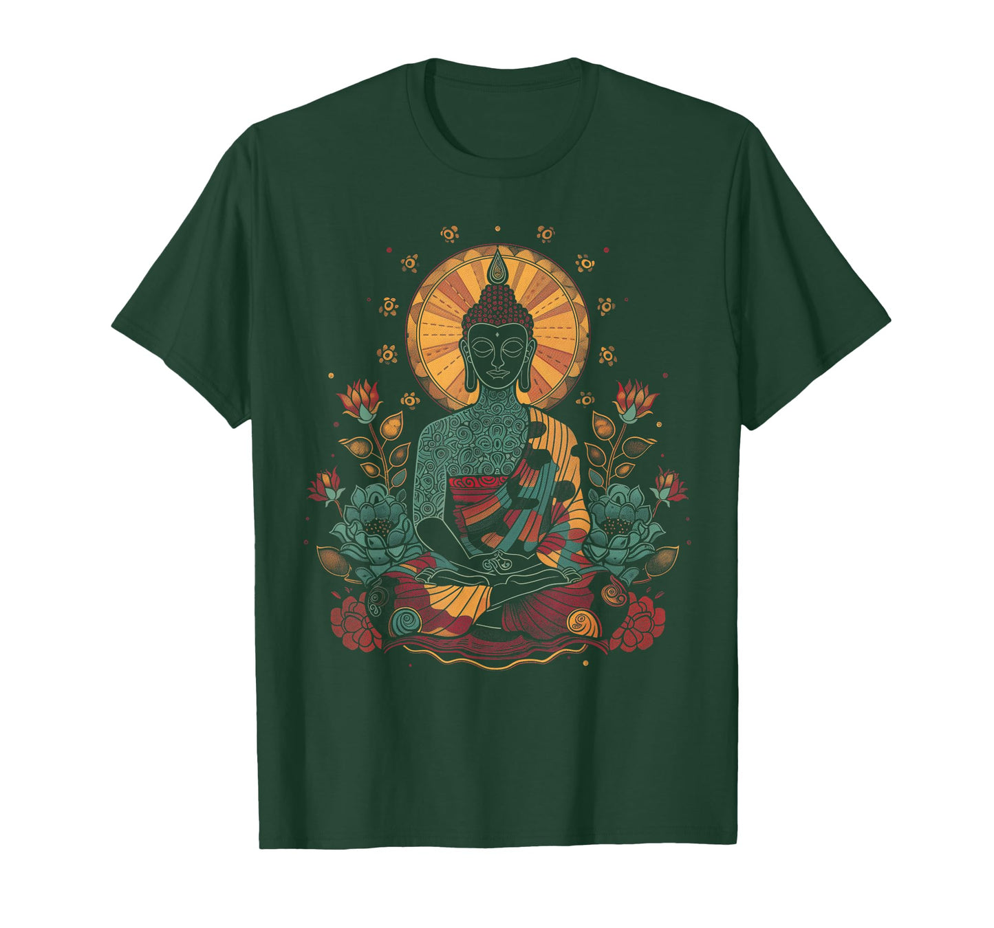 Buddha Floral Vintage Flower Yoga Buddhism Yogi Buddhist T-Shirt