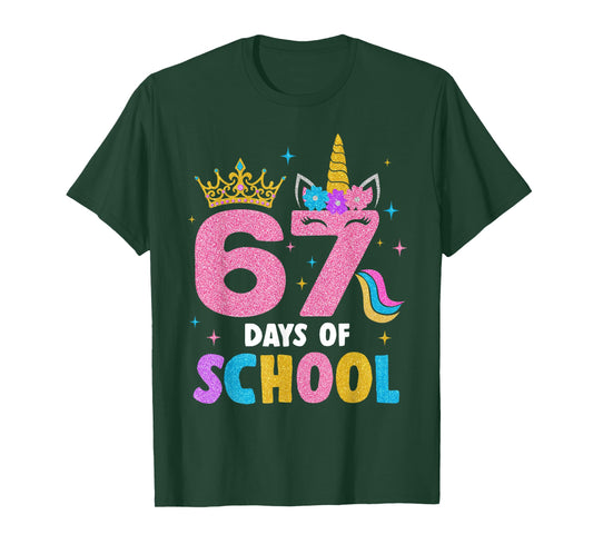 Dabbing Unicorn 67 Days of School Teachers Kids Boys Girls T-Shirt