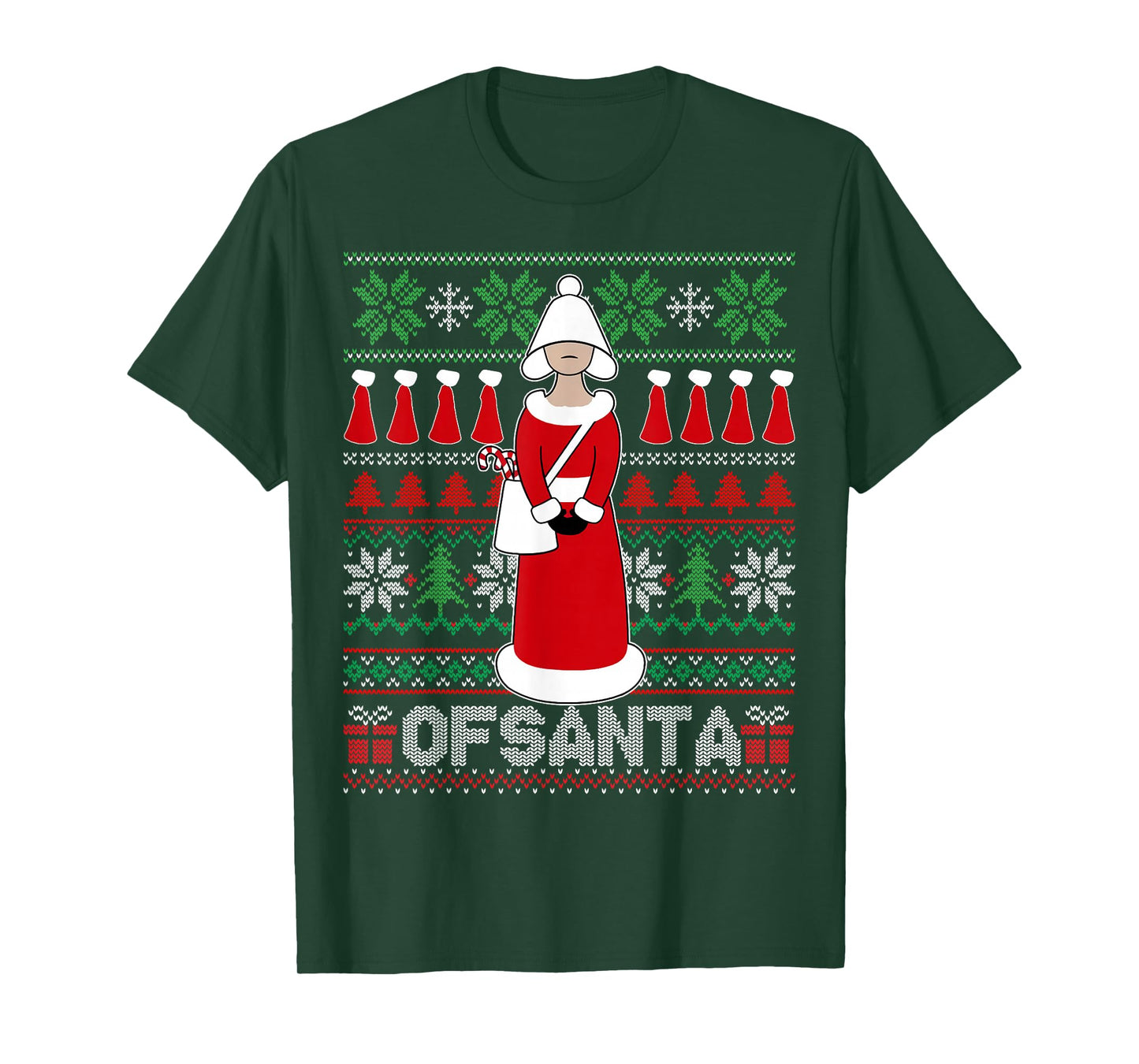 Holiday Knit Parody Graphic with Festive Red Cloak Character T-Shirt