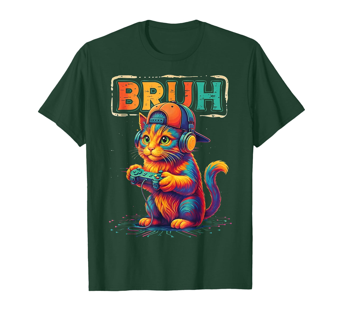 Gamer Bruh Cat Video Games Gift for Boys Teen Men Girls T-Shirt