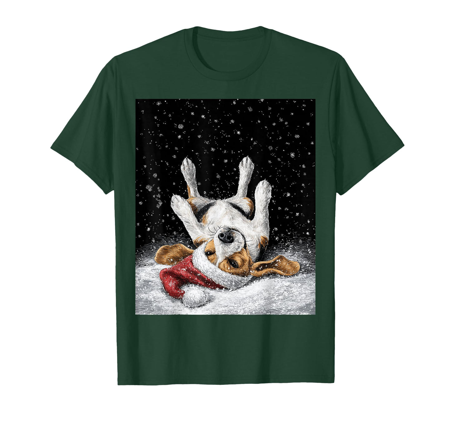 Christmas Beagle Black T-Shirt