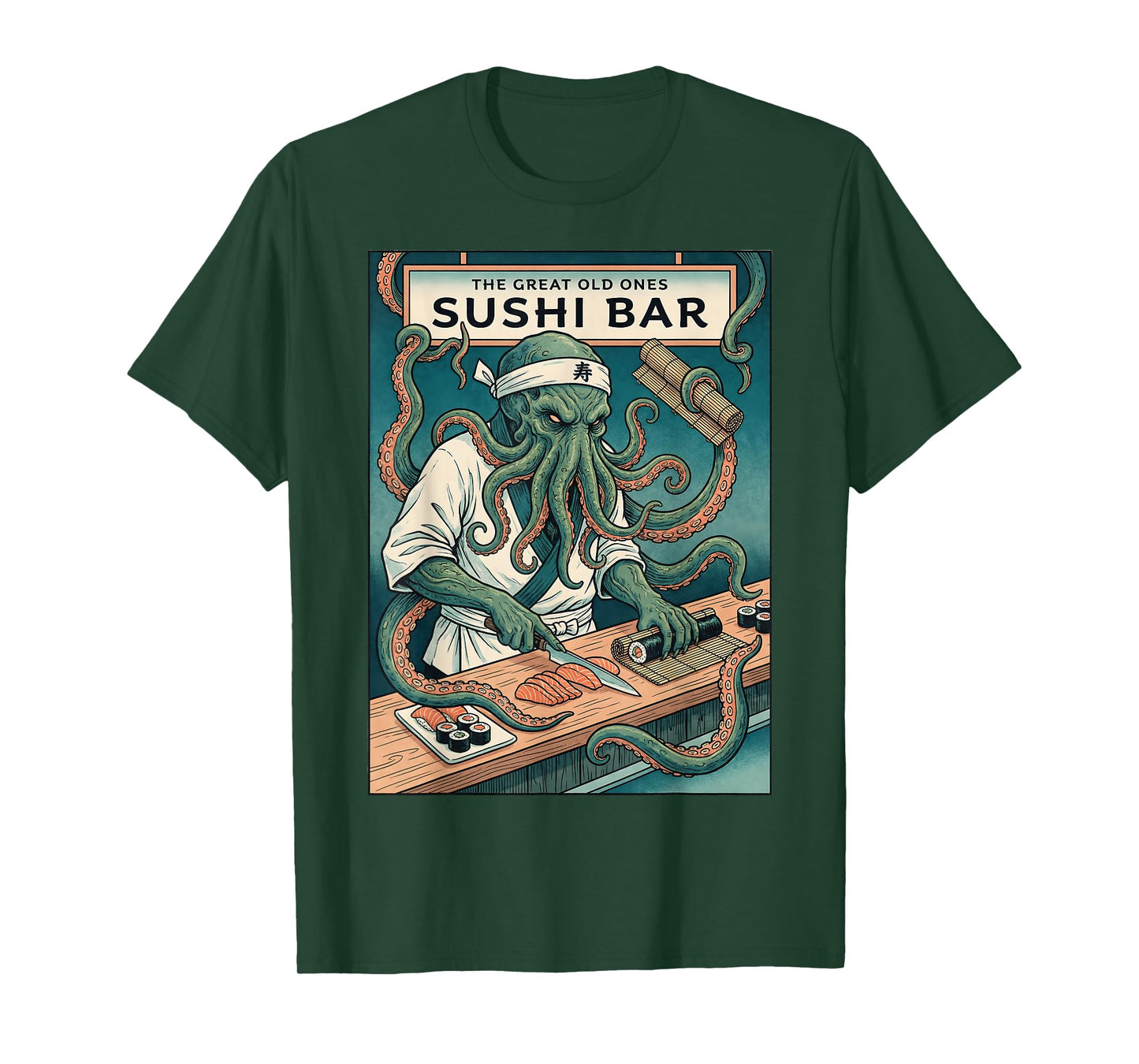 Cthulhu Sushi Chef Octopus Monster Japanese Food Horror T-Shirt