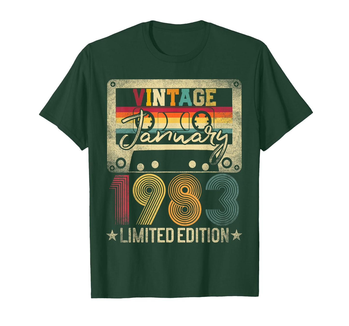 Vintage 1983 January 43 Years Old 43rd Birthday Men Women T-Shirt