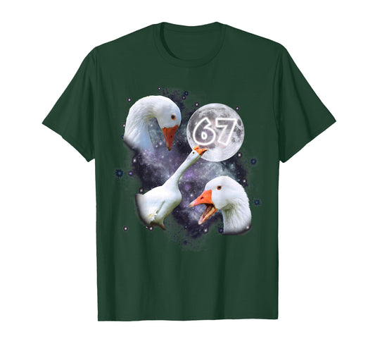 67 Meme Goose Howling at The Moon Funny Six Seven 6-7 T-Shirt