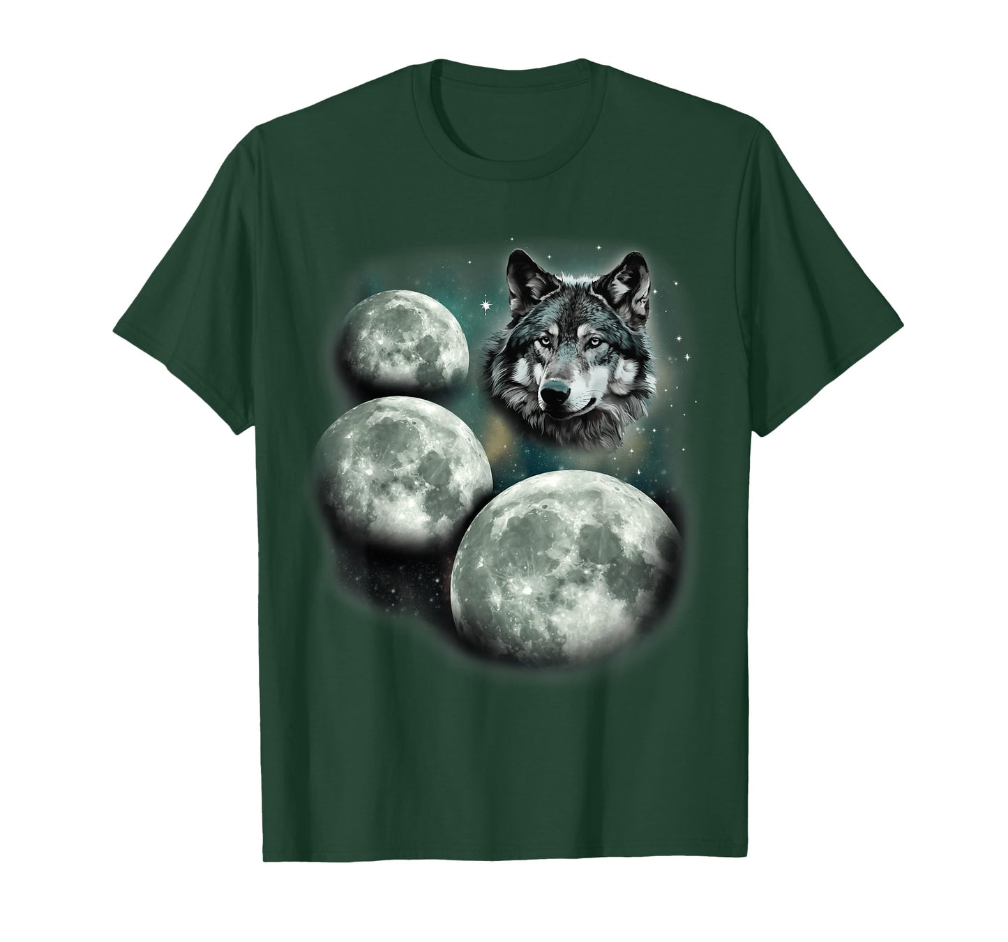 Three Moon Wolf | 3 Moons Howling At Space Wolf Magic Meme T-Shirt