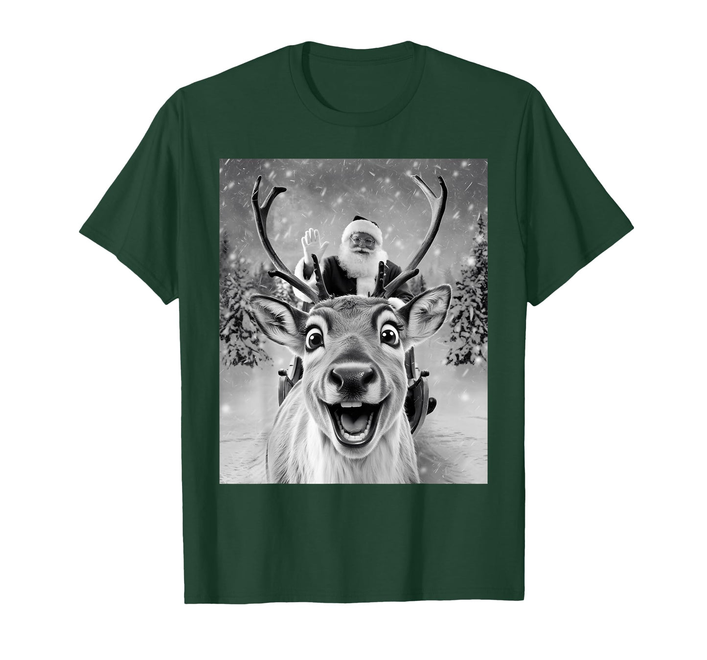Funny Reindeer Selfie Santa Christmas Gifts Men Women Kid T-Shirt
