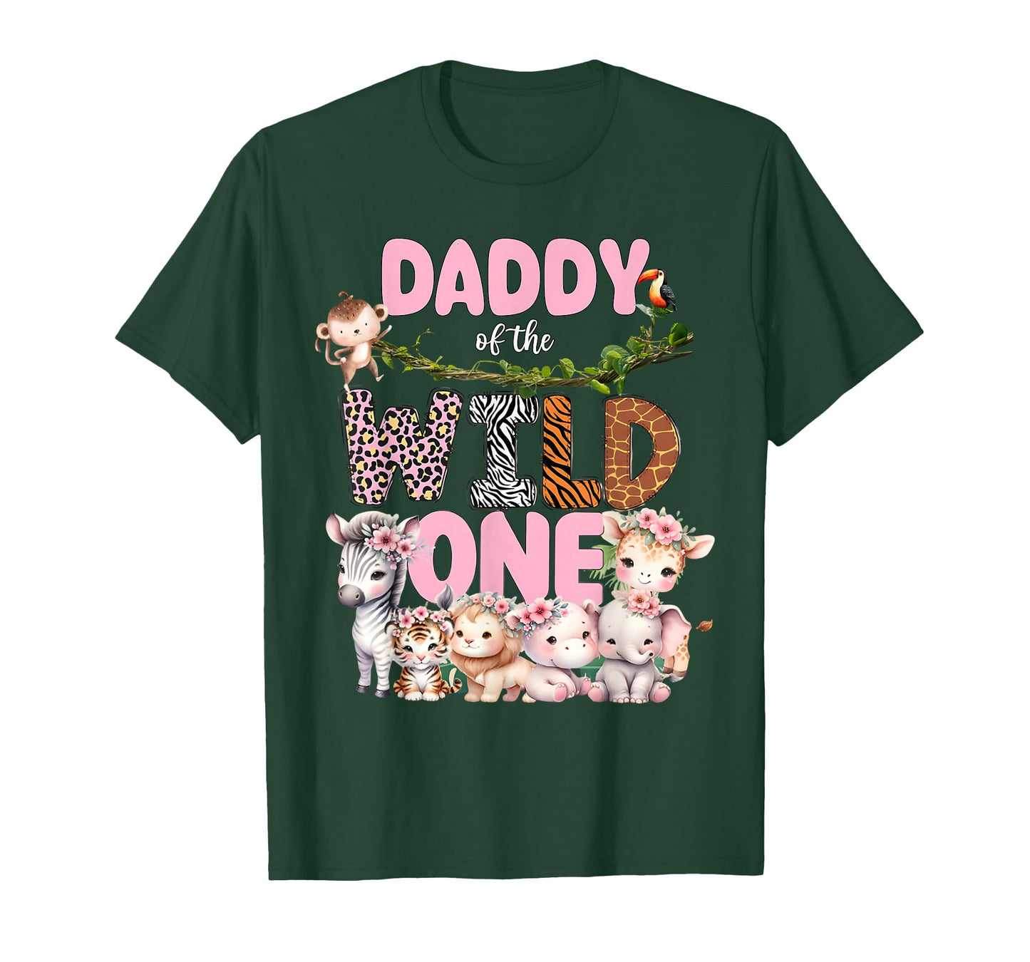 Daddy of The Wild One 1st Birthday Girl Kids Safari Jungle T-Shirt