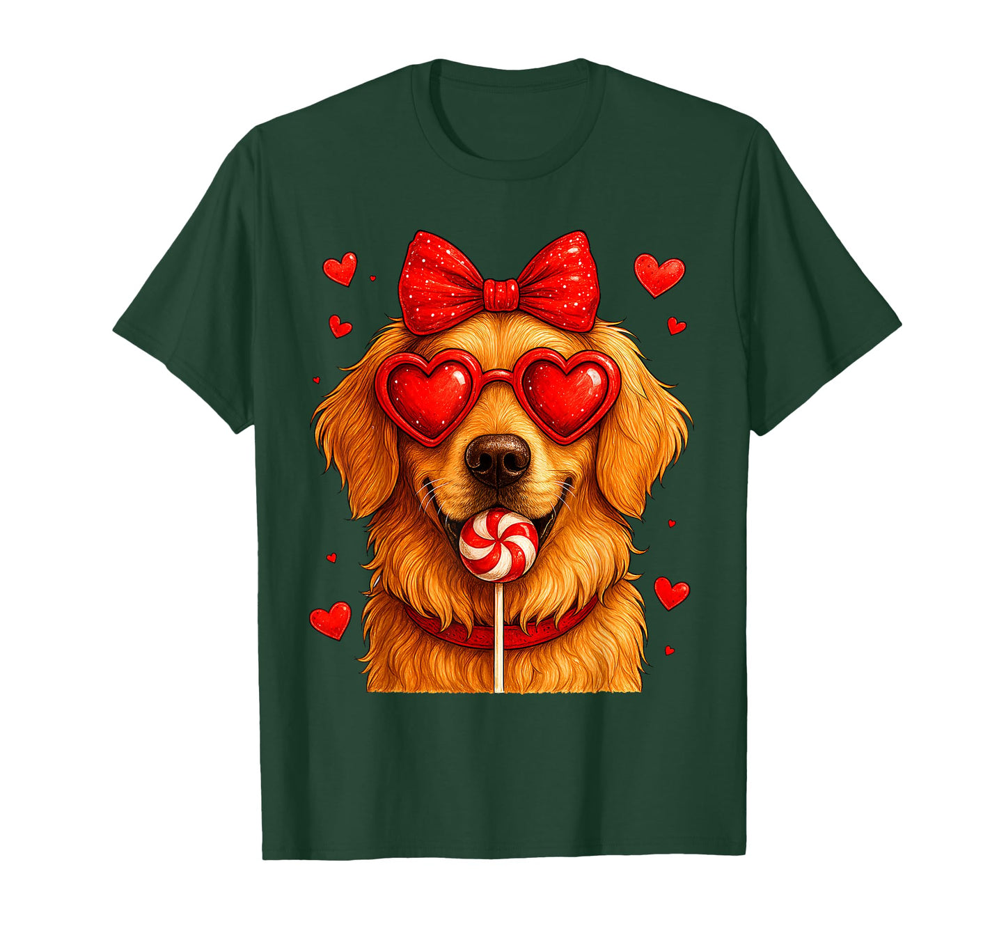 Cute Golden Retriever Valentine Heart Candy Valentines Day T-Shirt