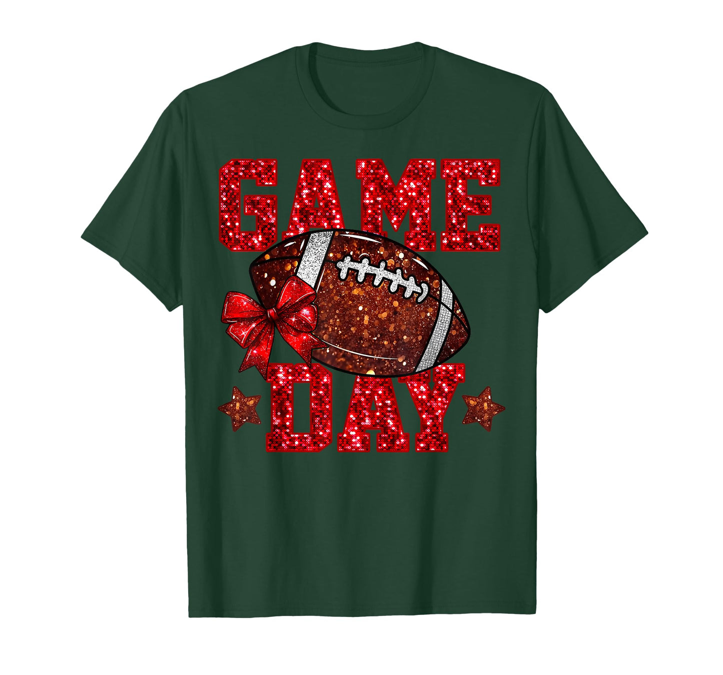 Game Day Football Red Coquette Bow Team Spirit Touchdown T-Shirt