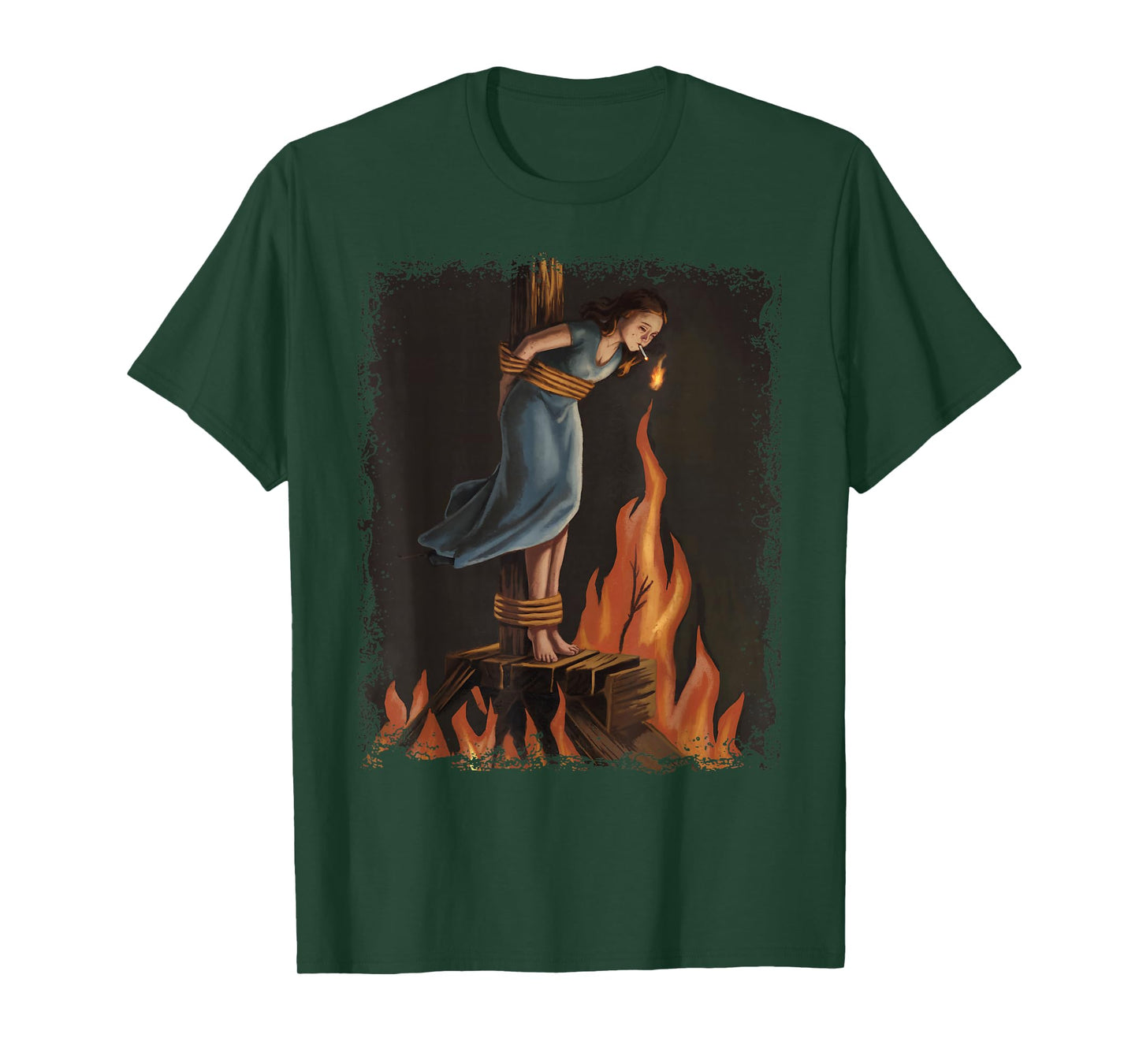 Witch Lighting Cigarette With Flames Occult Unholy Funny T-Shirt