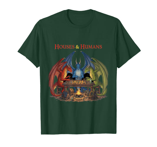 Gaming Houses Humans Funny RPG Parody Gamer Men Boys Kids T-Shirt